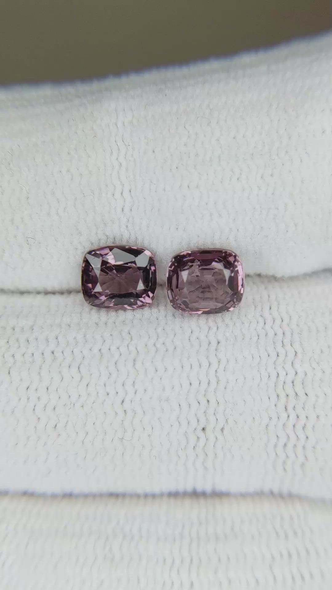2.17&nbsp;Ct.Tw.Total Carat Weight Purplish Red Spinel Pair from Burma (Myanmar) Size Video