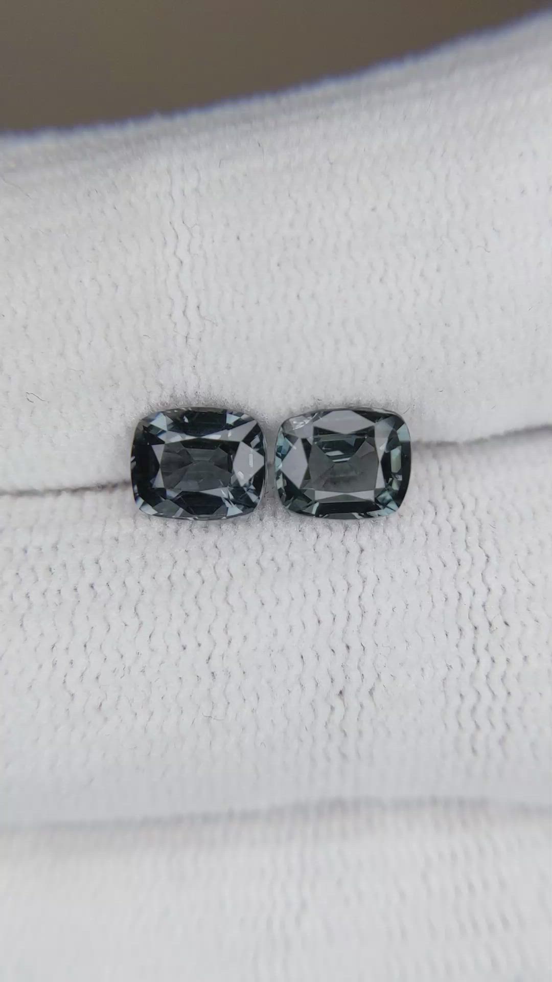 2.28 Ct.Tw.Total Carat Weight Bluish Grey Spinel Pair from Burma (Myanmar) Size Video