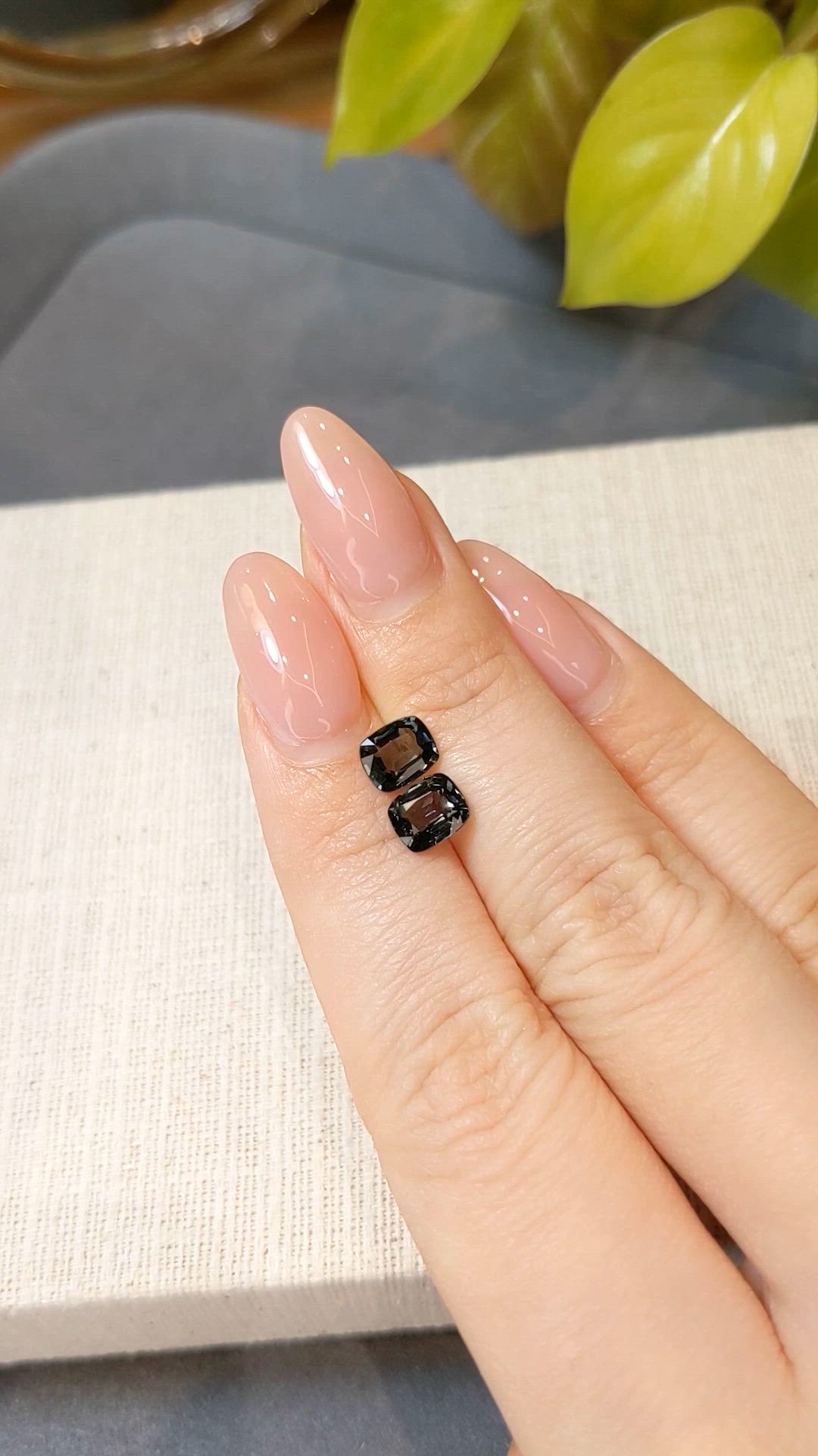 2.28 Ct.Tw.Total Carat Weight Bluish Grey Spinel Pair from Burma (Myanmar) Size Video