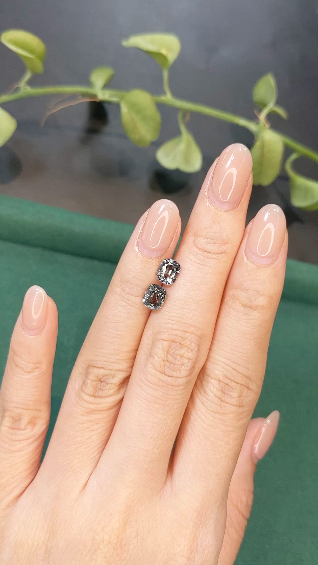 2.37 Ct.Tw.Total Carat Weight Grey Spinel Pair from Burma (Myanmar) Size Video