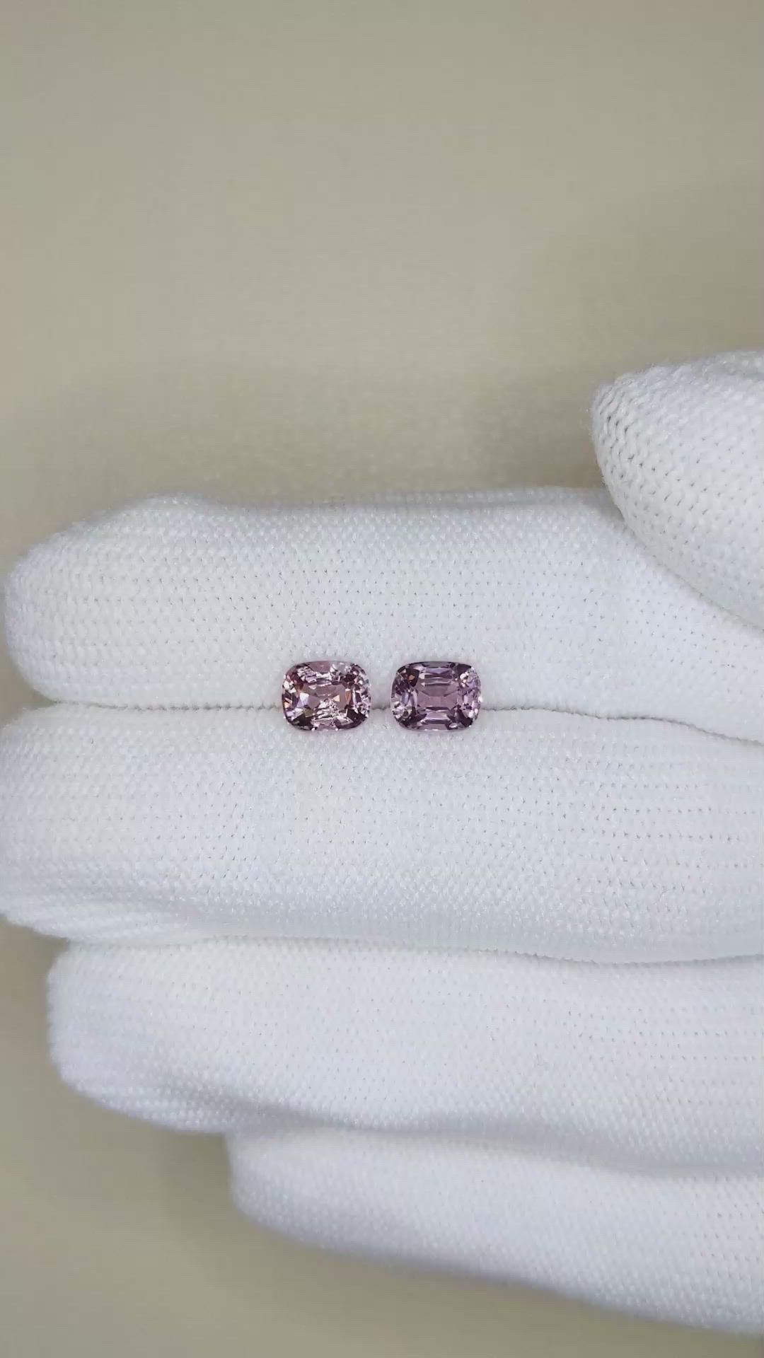 1.97 Ct.Tw.Total Carat Weight Pink Spinel Pair from Burma (Myanmar) Size Video