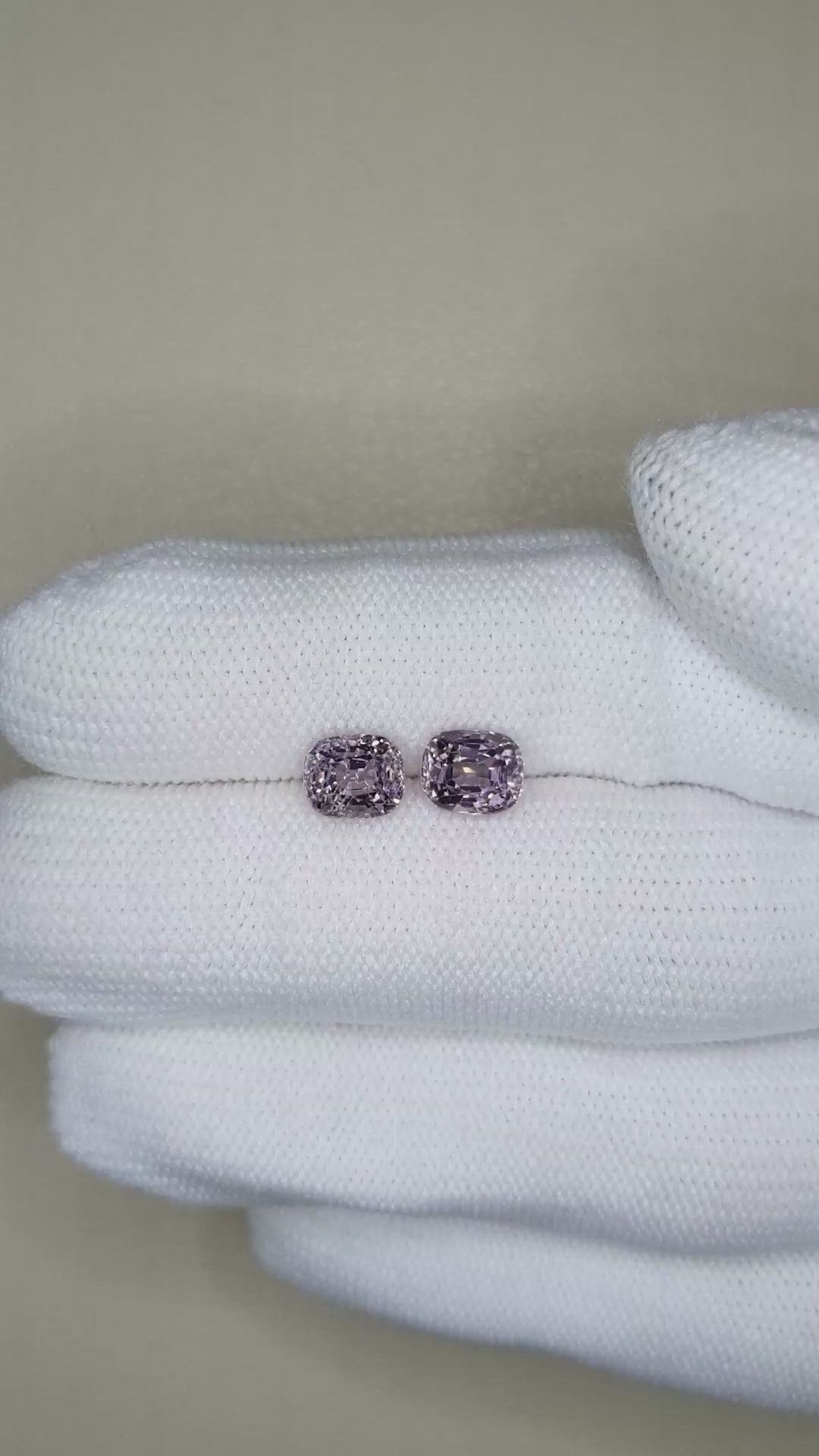2.75 Ct.Tw.Total Carat Weight Purple Spinel Pair from Burma (Myanmar) Size Video