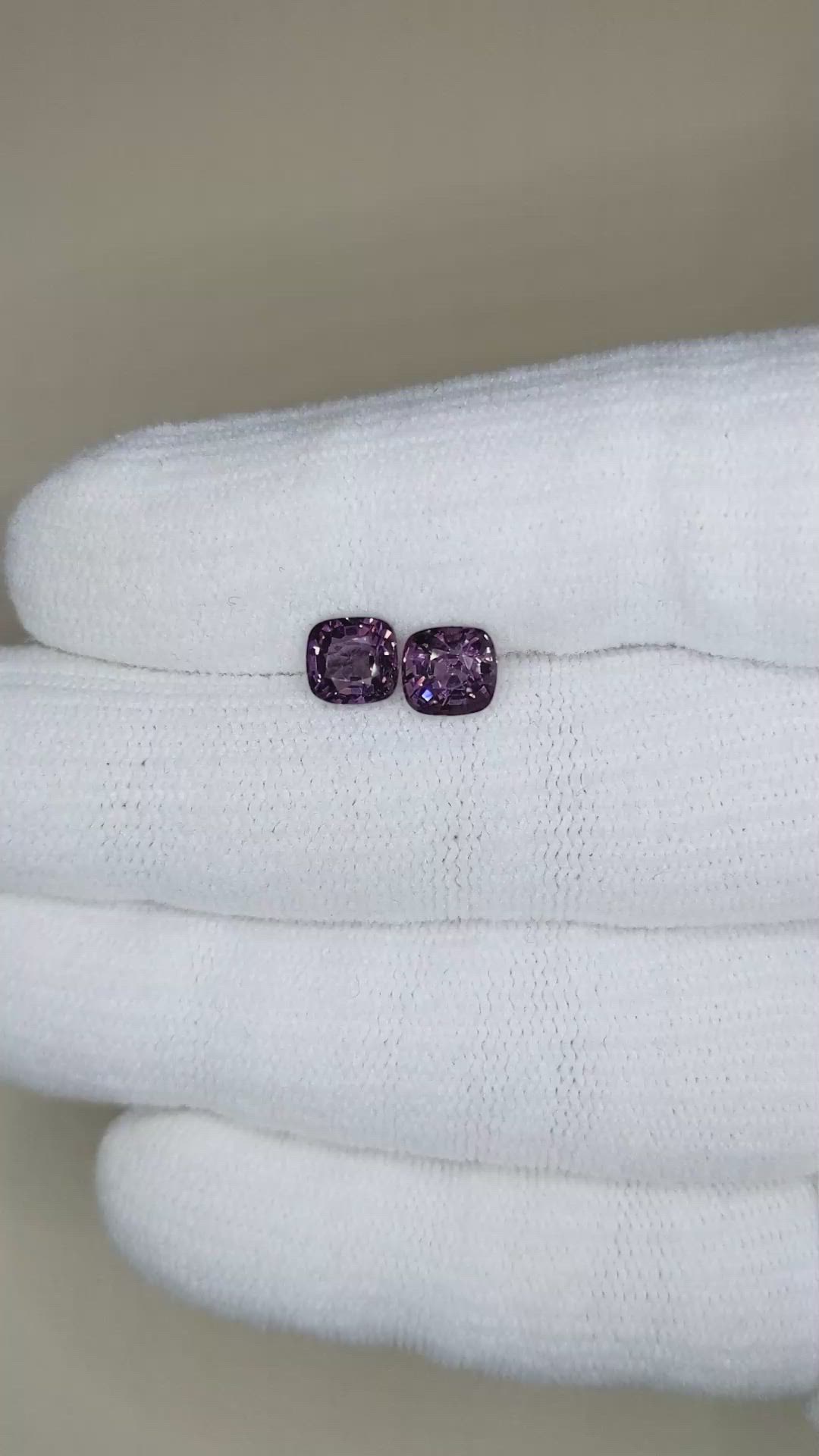 2.38 Ct.Tw.Total Carat Weight Purple Spinel Pair from Burma (Myanmar) Size Video
