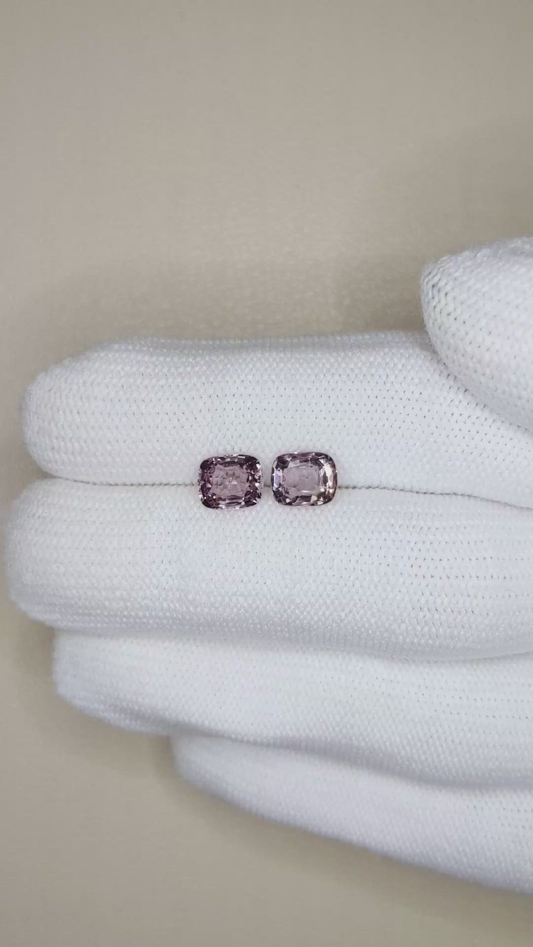 2.39 Ct.Tw.Total Carat Weight Pink Spinel Pair from Burma (Myanmar) Size Video