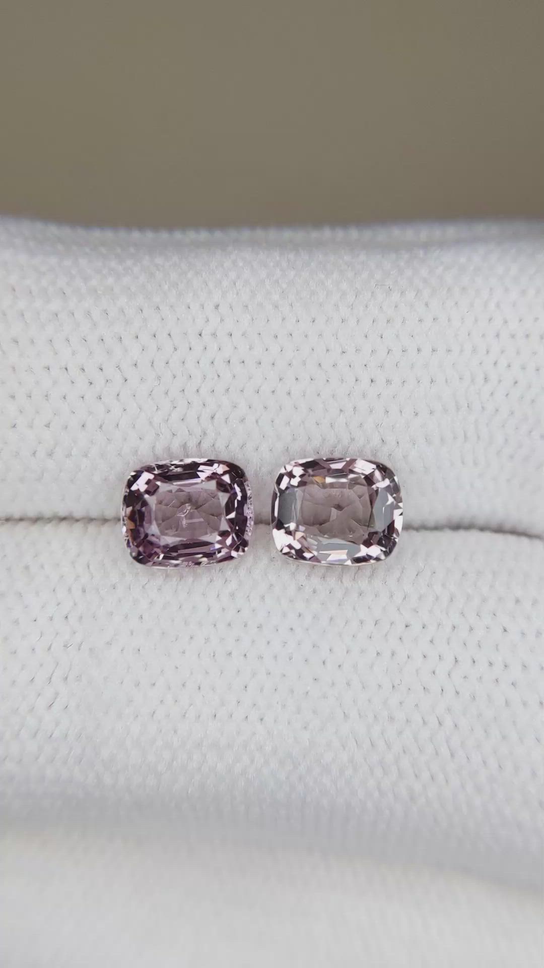 2.39 Ct.Tw.Total Carat Weight Pink Spinel Pair from Burma (Myanmar) Size Video
