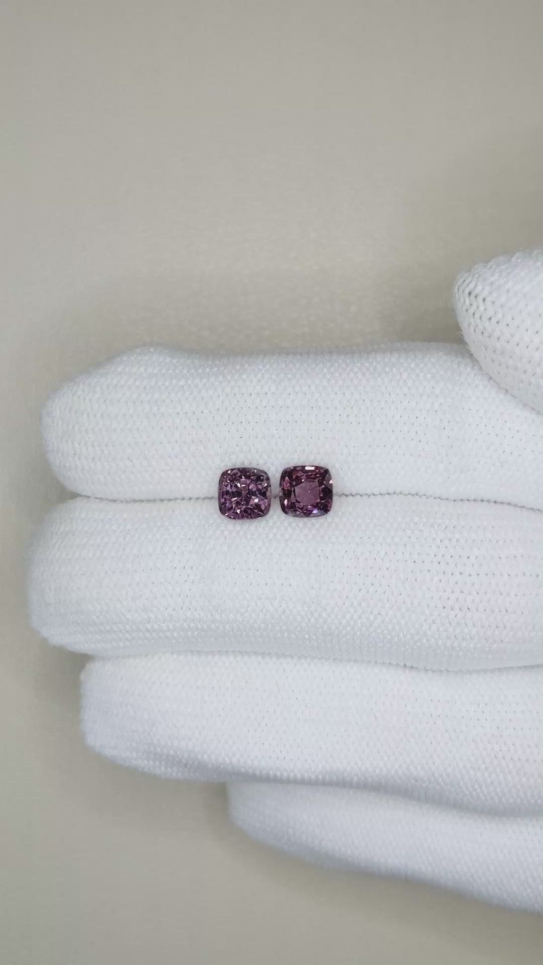 2.27 Ct.Tw.Total Carat Weight Pinkish Purple Spinel Pair from Burma (Myanmar) Size Video