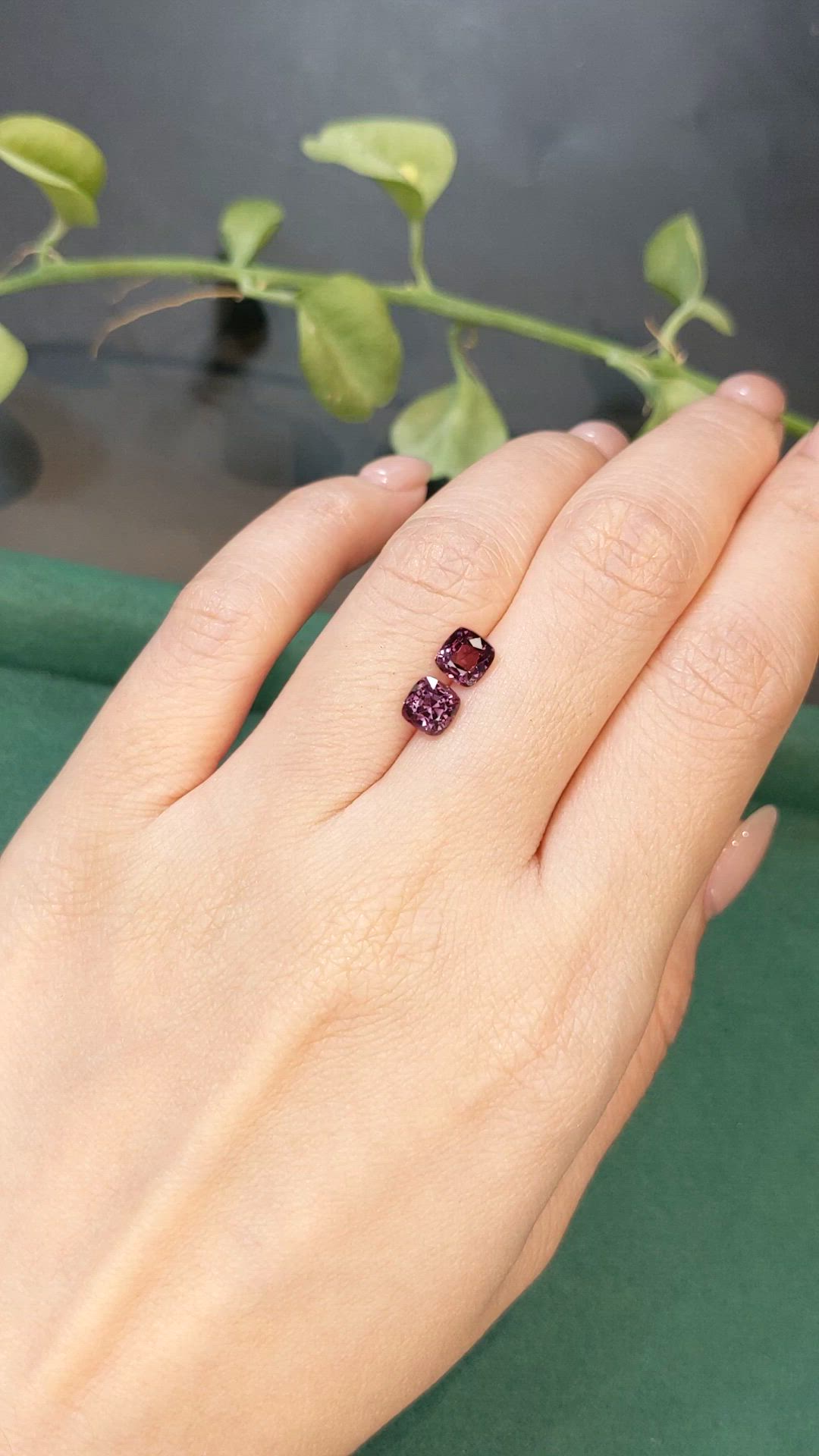 2.27 Ct.Tw.Total Carat Weight Pinkish Purple Spinel Pair from Burma (Myanmar) Size Video
