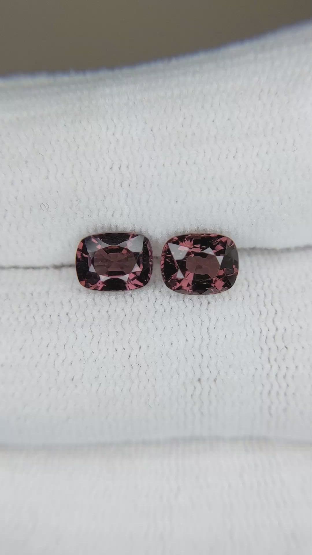 2.50 Ct.Tw.Total Carat Weight Pinkish Red Spinel Pair from Burma (Myanmar) Size Video