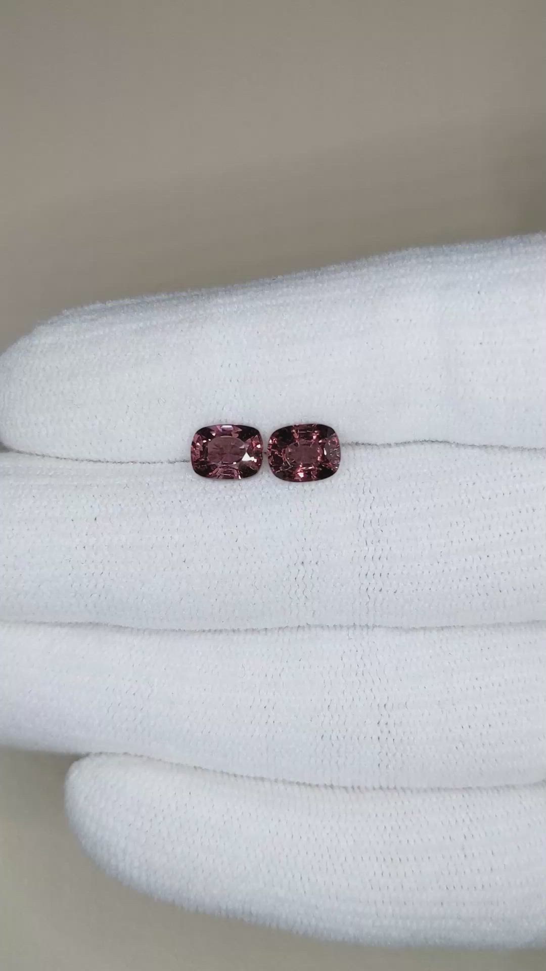 2.50 Ct.Tw.Total Carat Weight Pinkish Red Spinel Pair from Burma (Myanmar) Size Video