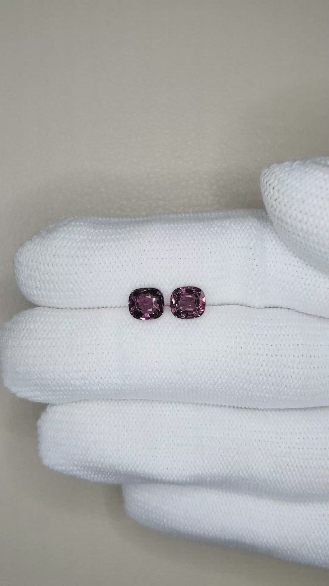 2.30&nbsp;Ct.Tw.Total Carat Weight Purple Spinel Pair from Burma (Myanmar) Size Video