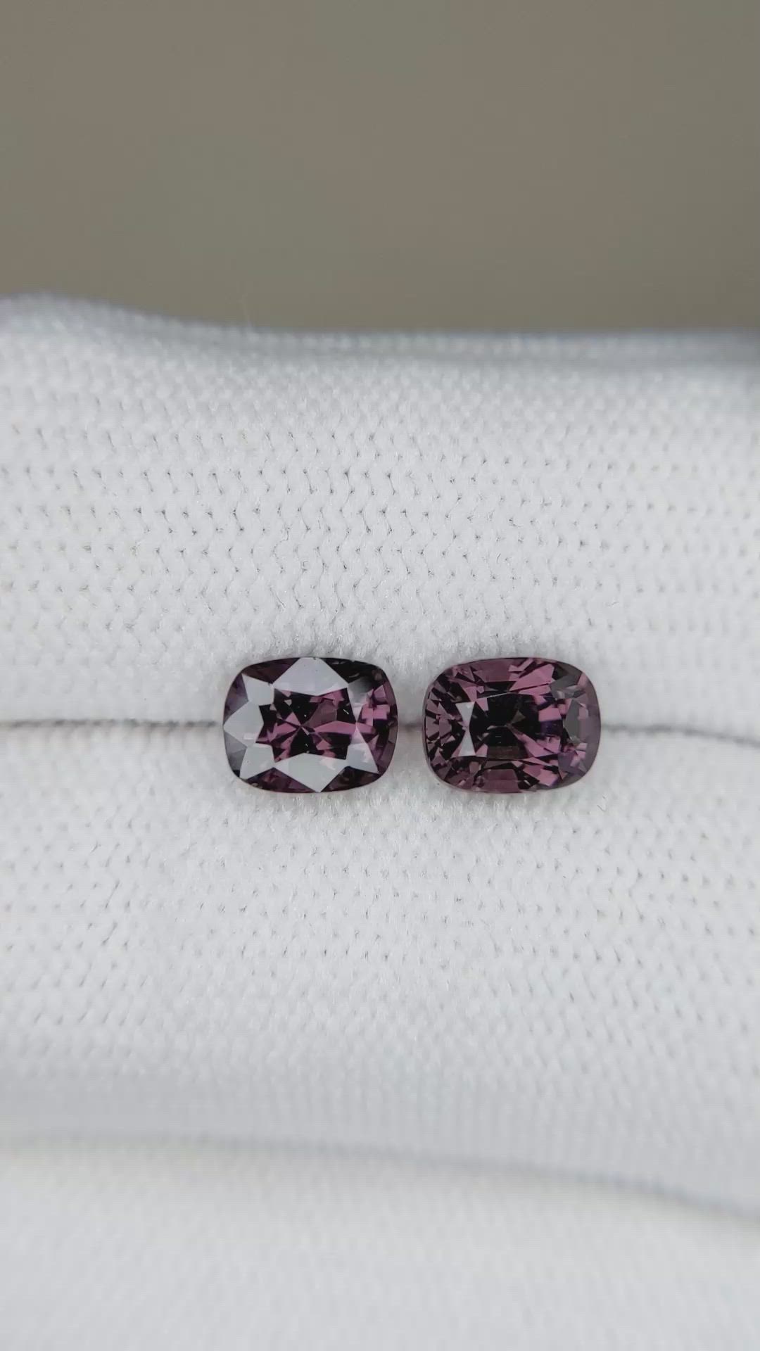 2.46 Ct.Tw.Total Carat Weight Purple Spinel Pair from Burma (Myanmar) Size Video