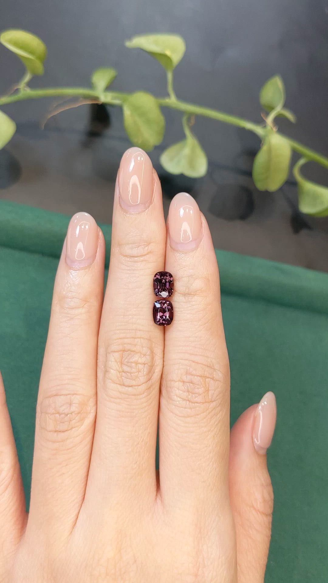2.46 Ct.Tw.Total Carat Weight Purple Spinel Pair from Burma (Myanmar) Size Video