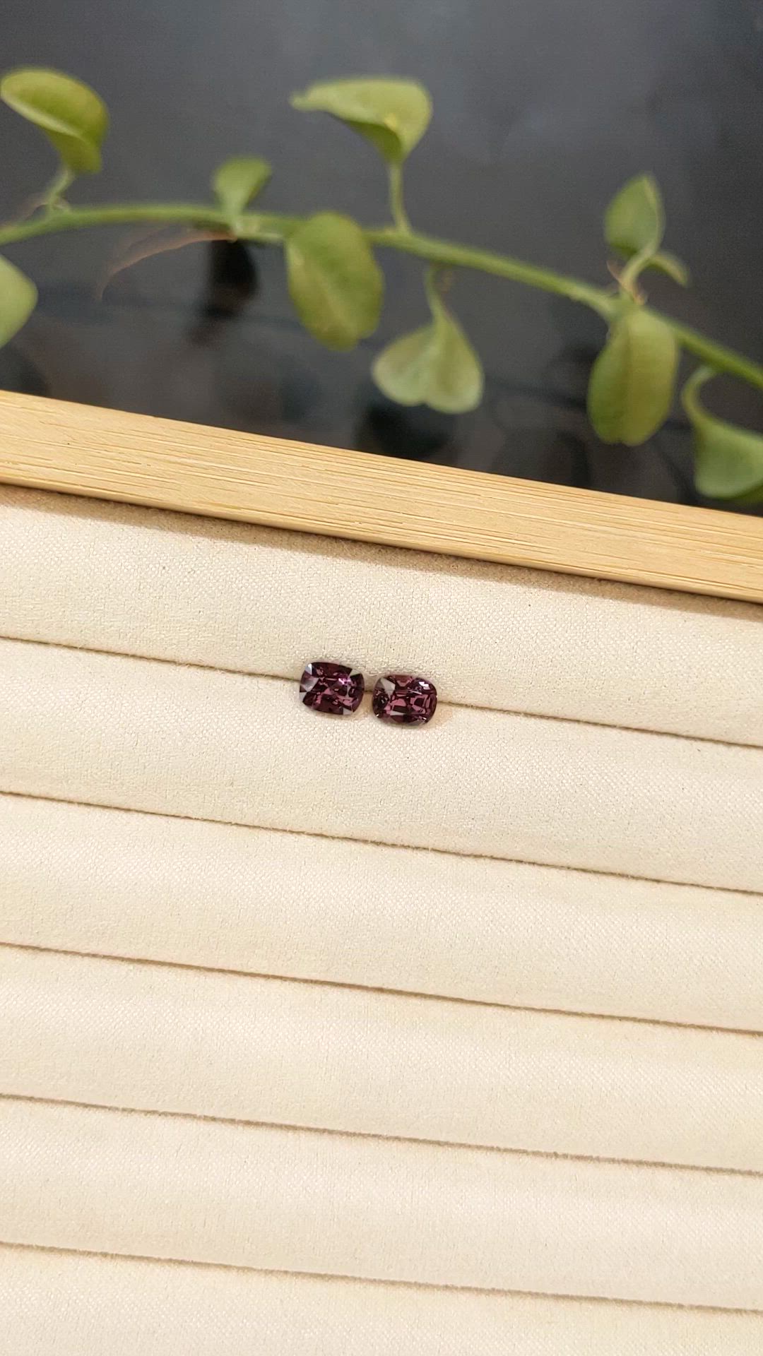 2.46 Ct.Tw.Total Carat Weight Purple Spinel Pair from Burma (Myanmar) Size Video