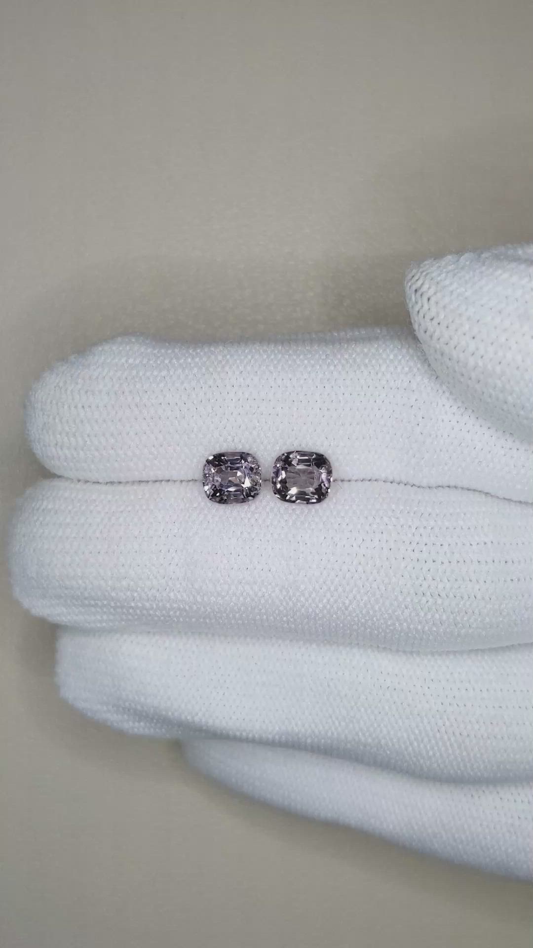 2.23 Ct.Tw.Total Carat Weight Bluish Purple Spinel Pair from Burma (Myanmar) Size Video