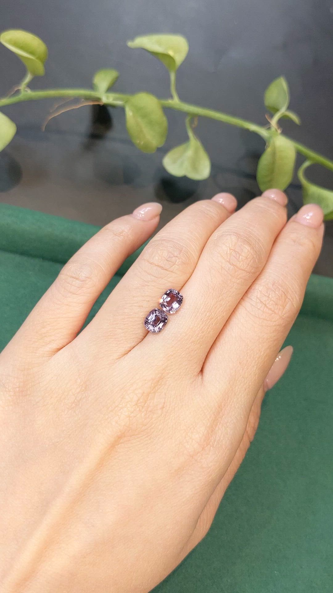 2.23 Ct.Tw.Total Carat Weight Bluish Purple Spinel Pair from Burma (Myanmar) Size Video