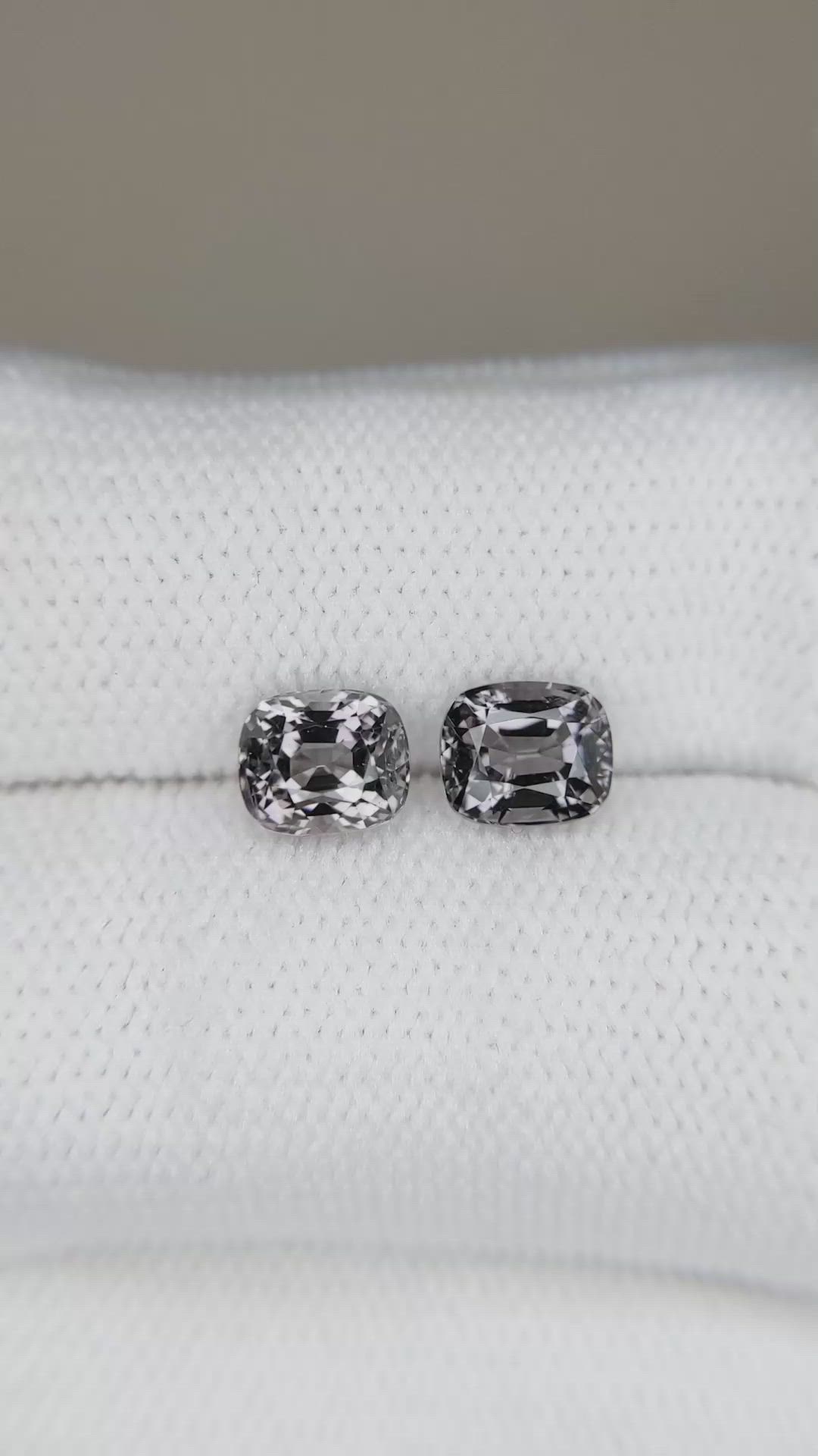 2.27 Ct.Tw.Total Carat Weight Grey Spinel Pair from Burma (Myanmar) Size Video
