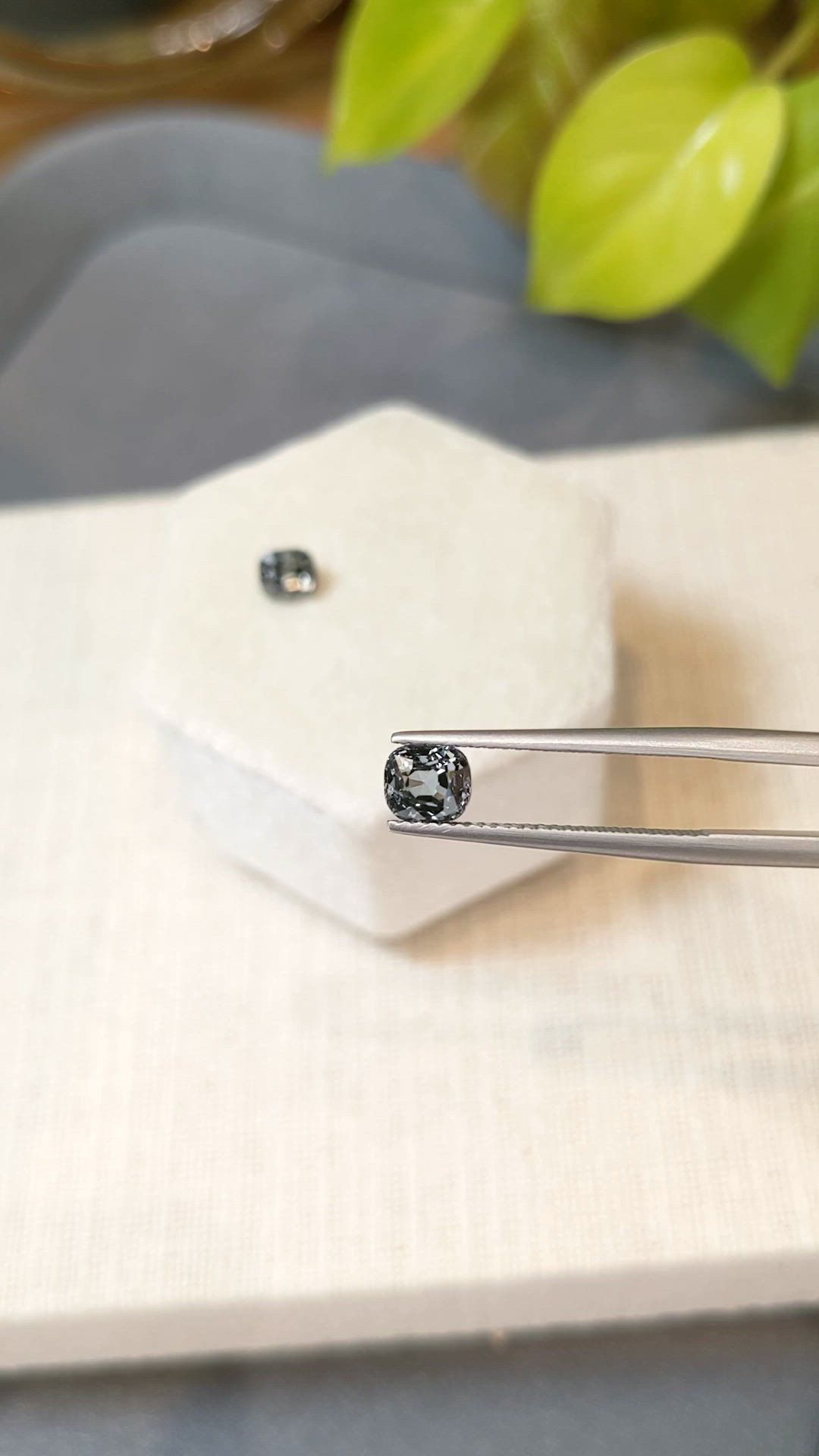 2.16 Ct.Tw.Total Carat Weight Grey Spinel Pair from Burma (Myanmar) Size Video