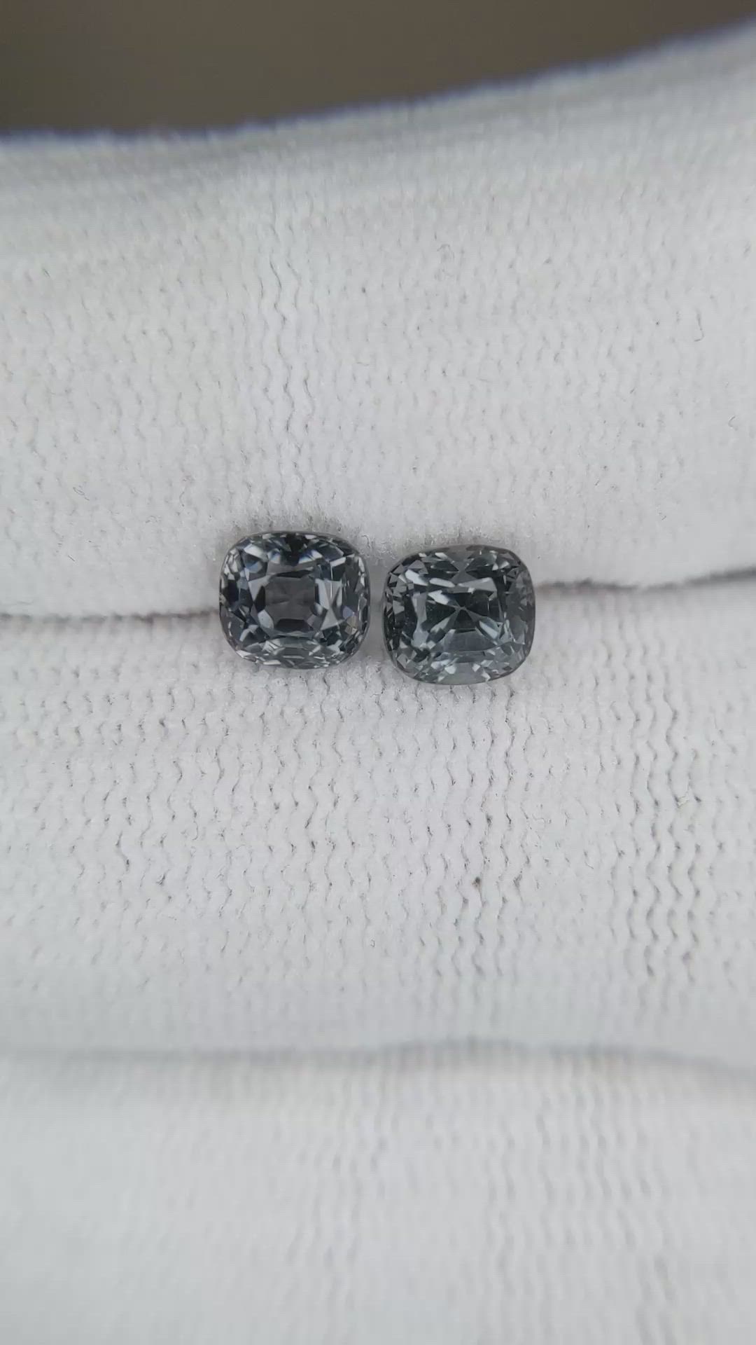 2.16 Ct.Tw.Total Carat Weight Grey Spinel Pair from Burma (Myanmar) Size Video