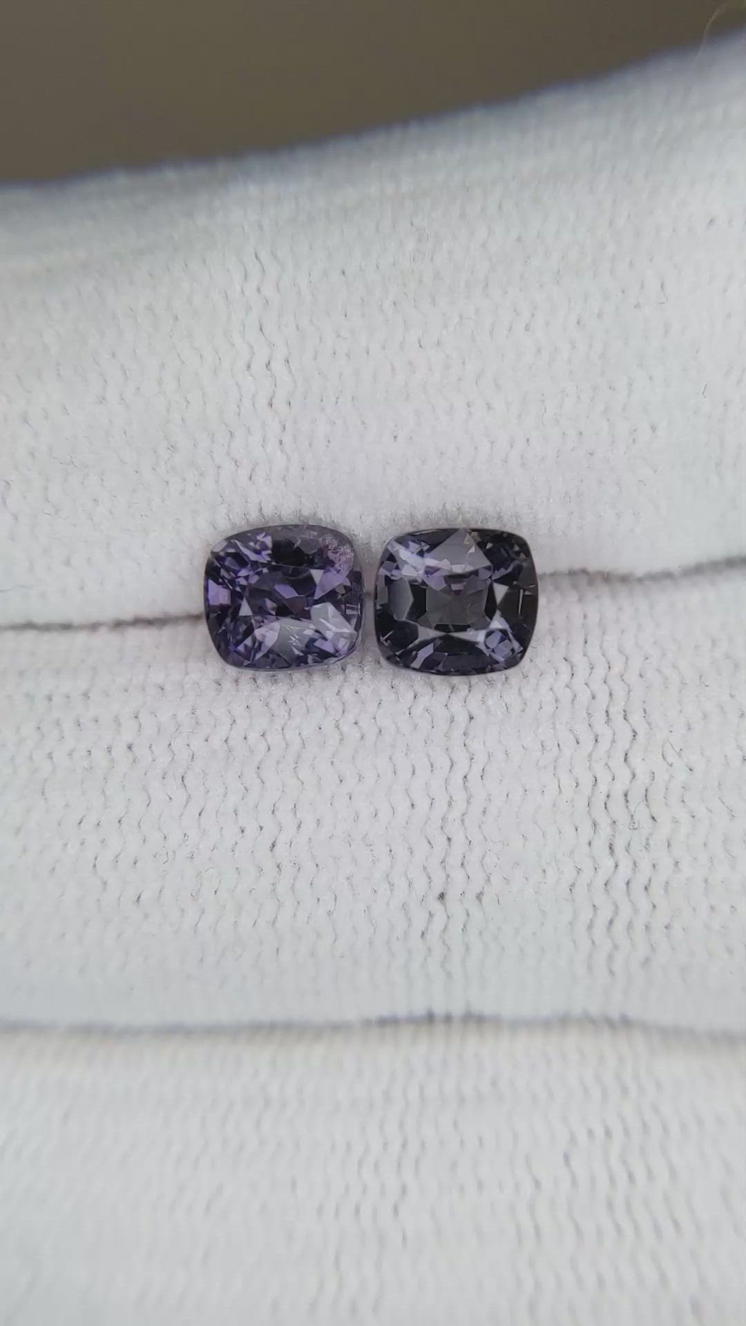 2.46 Ct.Tw.Total Carat Weight Purple Spinel Pair from Burma (Myanmar) Size Video