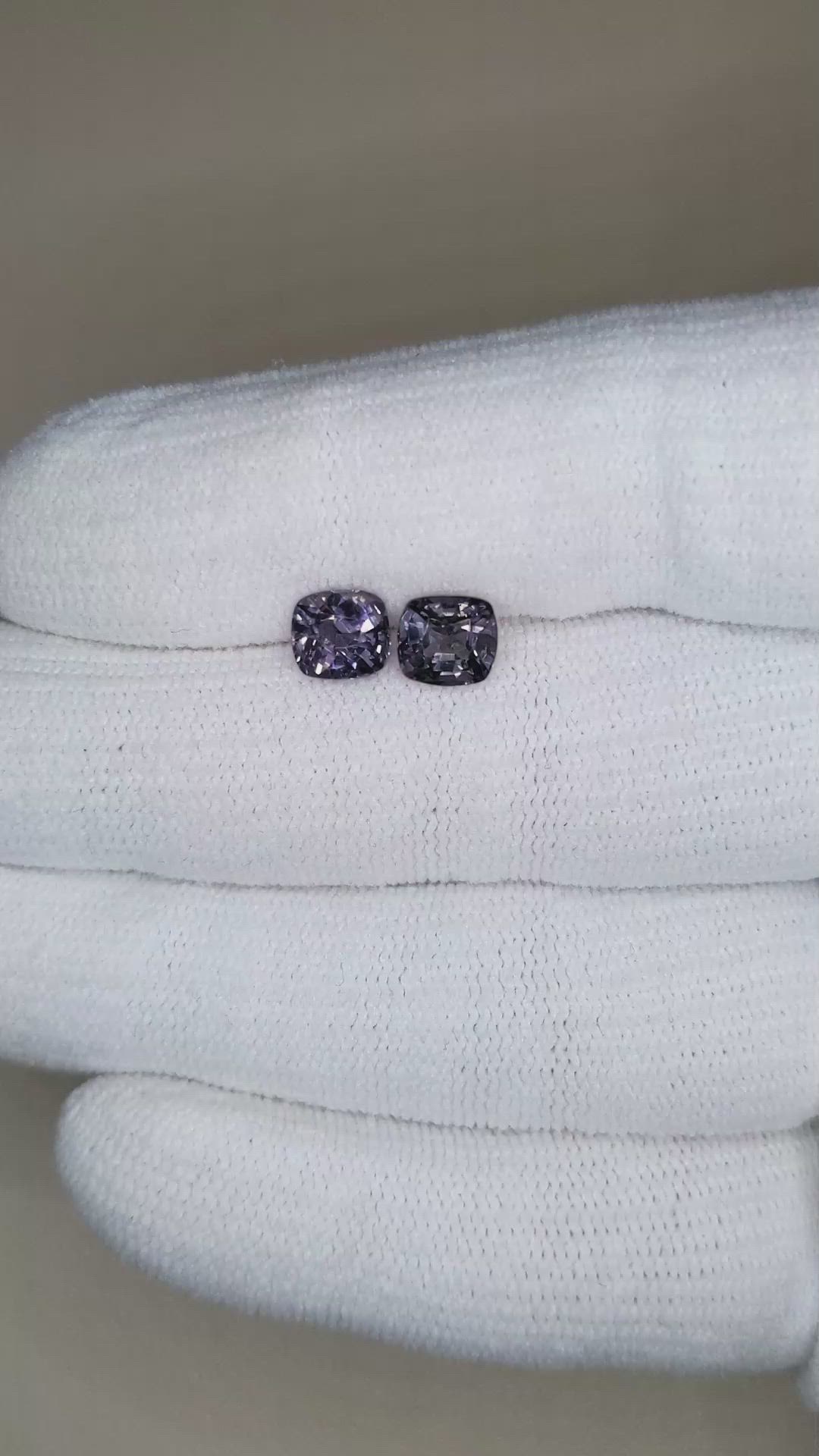 2.46 Ct.Tw.Total Carat Weight Purple Spinel Pair from Burma (Myanmar) Size Video