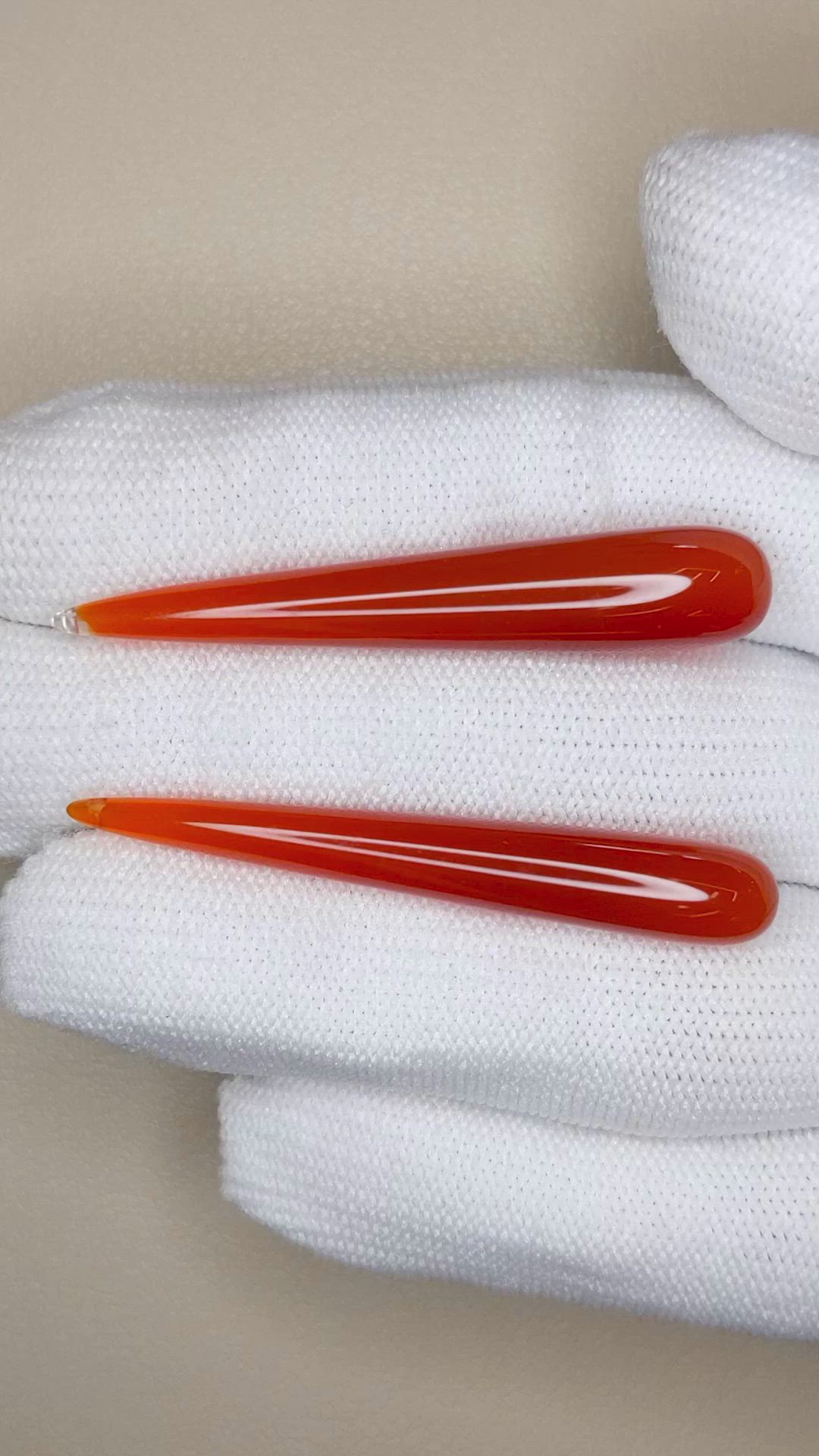 28.33 Ct.Tw.Total Carat Weight Reddish Orange Carnelian Pair from India Size Video