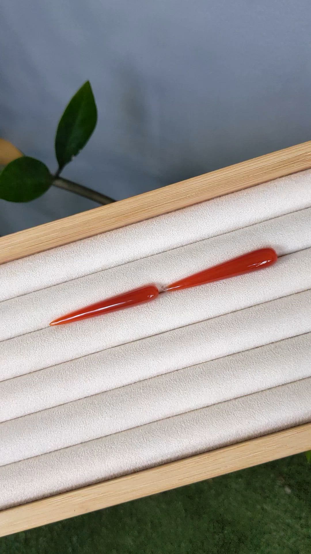 28.33 Ct.Tw.Total Carat Weight Reddish Orange Carnelian Pair from India Size Video