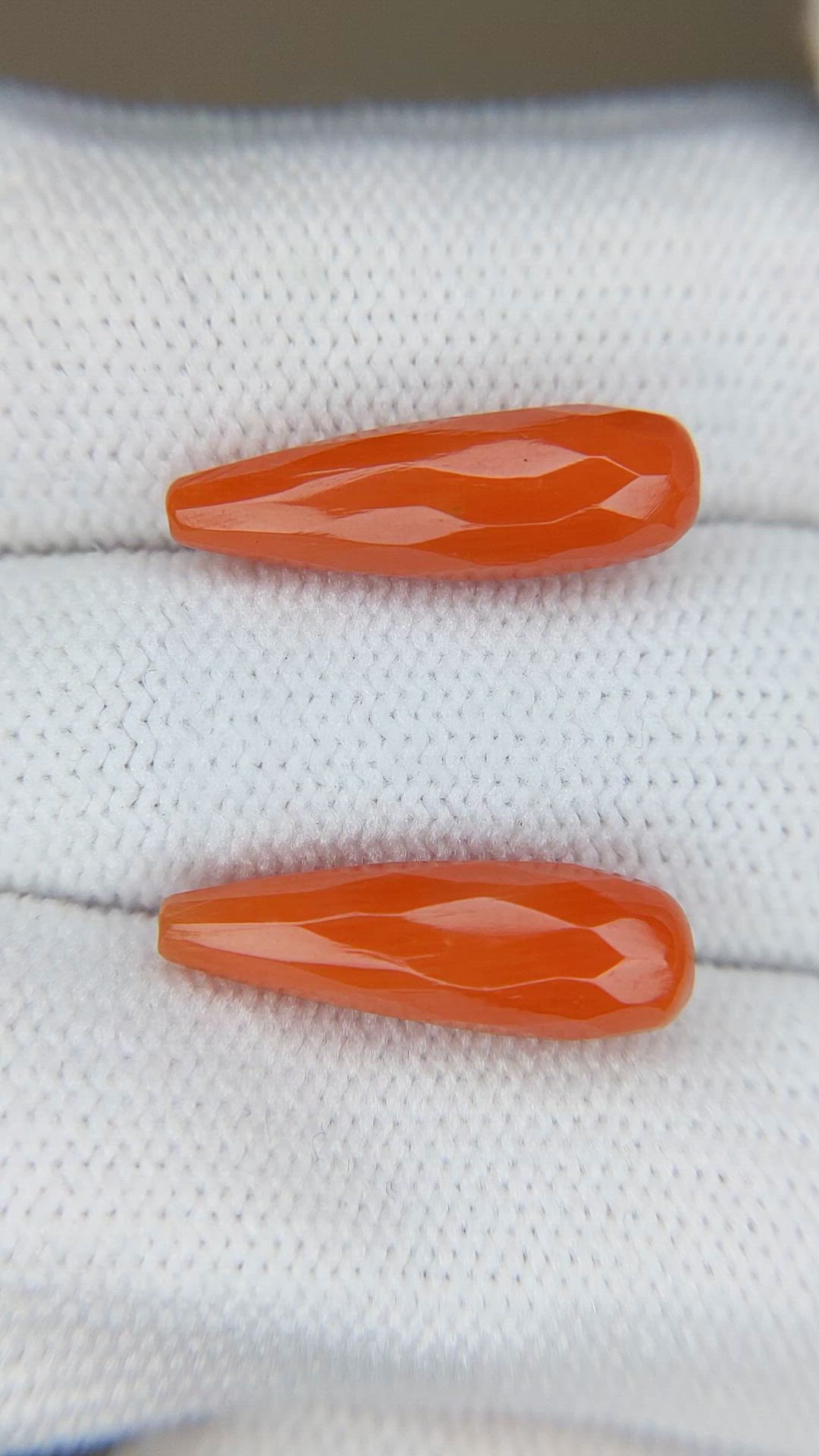 8.36 Ct.Tw.Total Carat Weight Salmon (Orange) Coral Pair from Italy Size Video