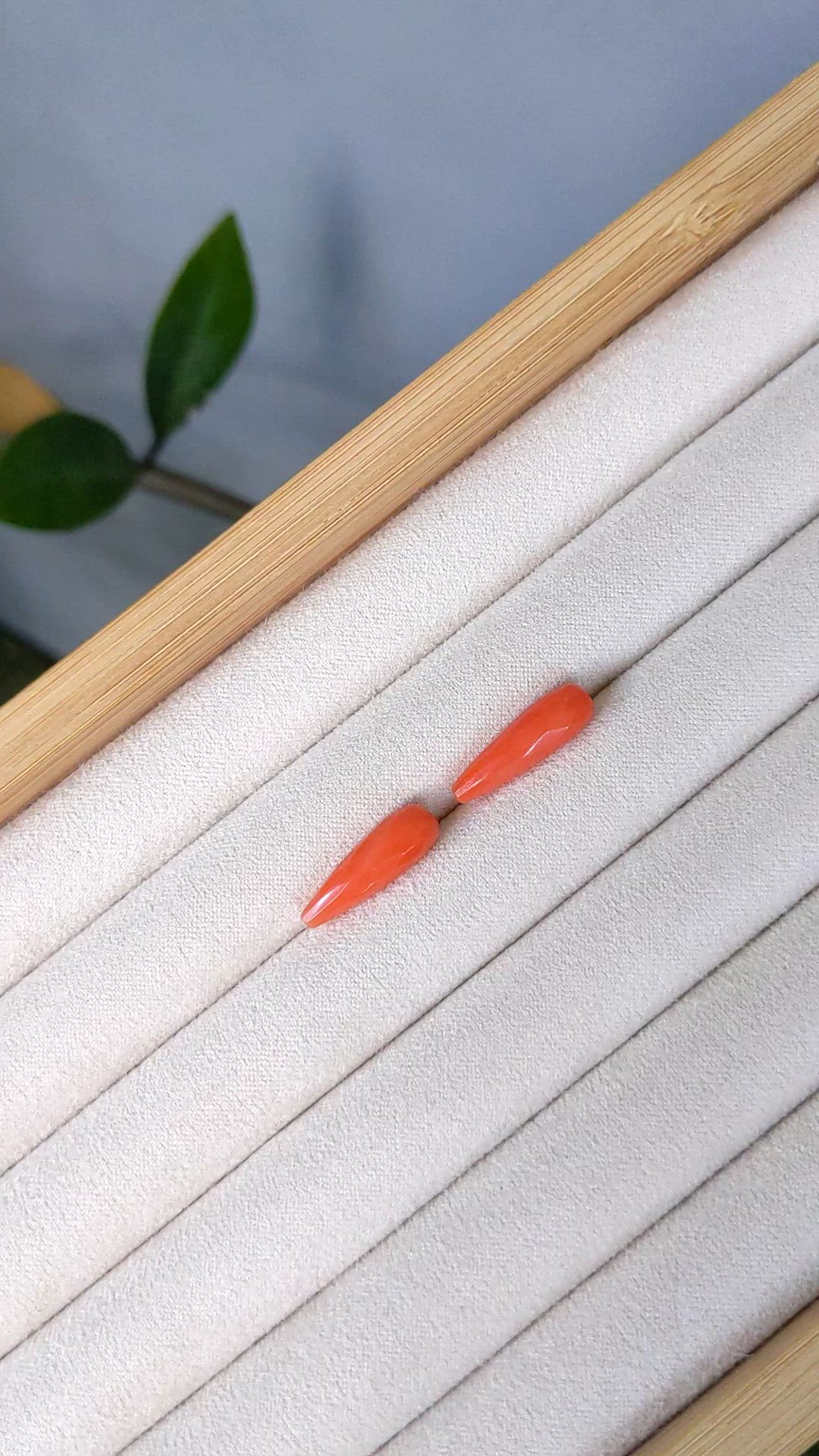 8.36 Ct.Tw.Total Carat Weight Salmon (Orange) Coral Pair from Italy Size Video