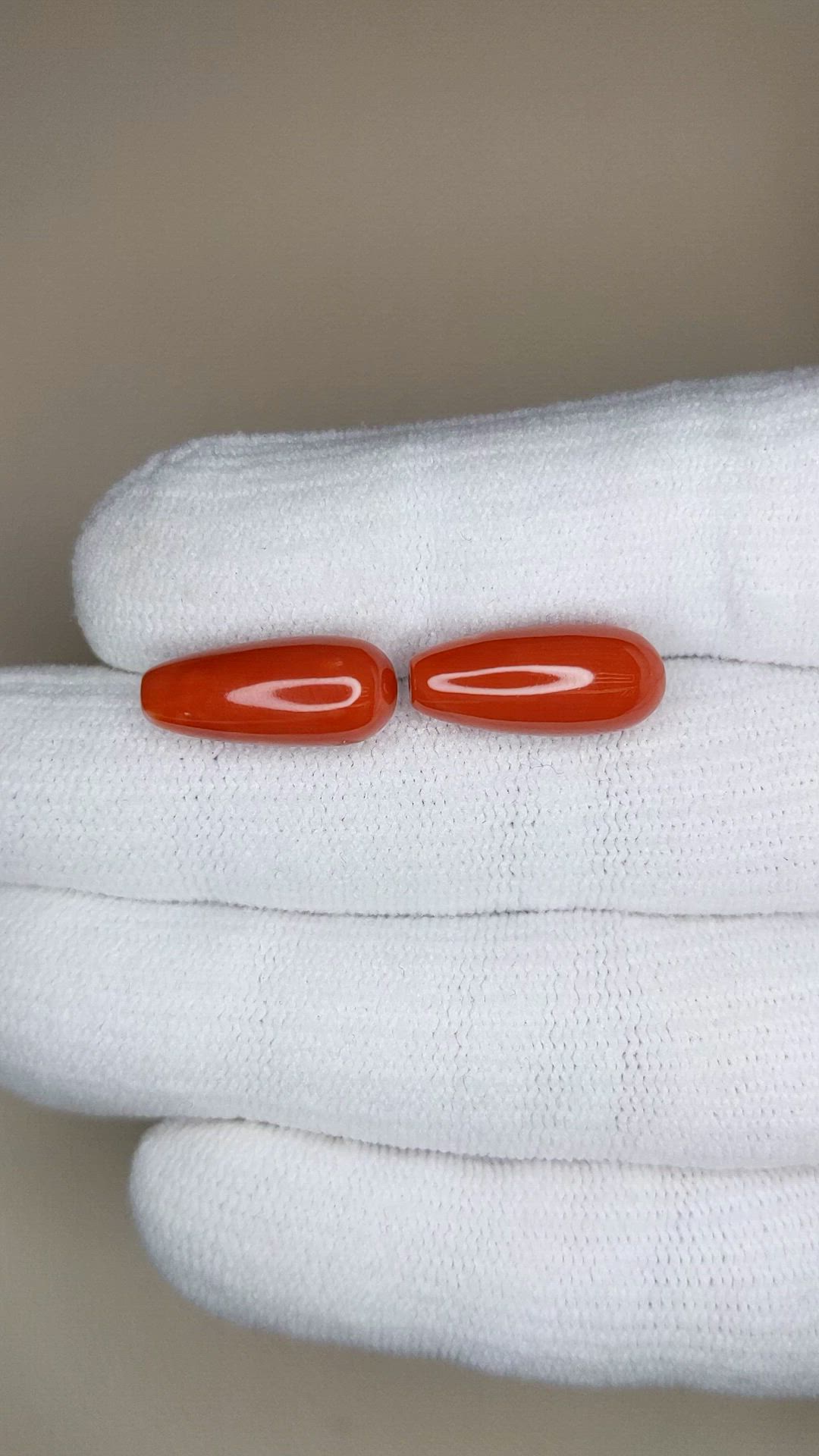 13.18&nbsp;Ct.Tw.Total Carat Weight Salmon (Orangish Red) Coral Pair from Italy Size Video