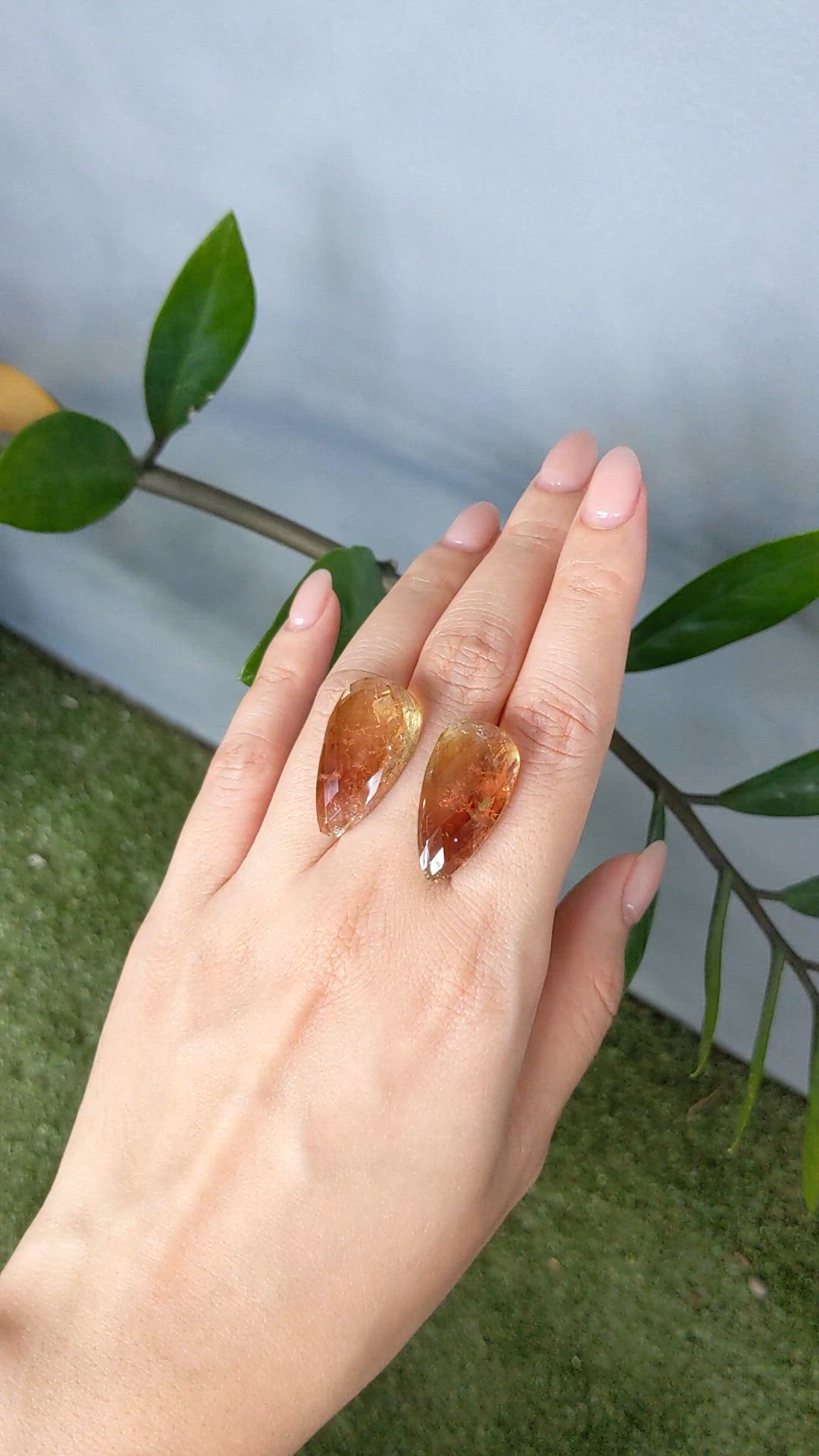 55.99 Ct.Tw.Total Carat Weight Yellowish Brown Tourmaline Pair from Brazil Size Video