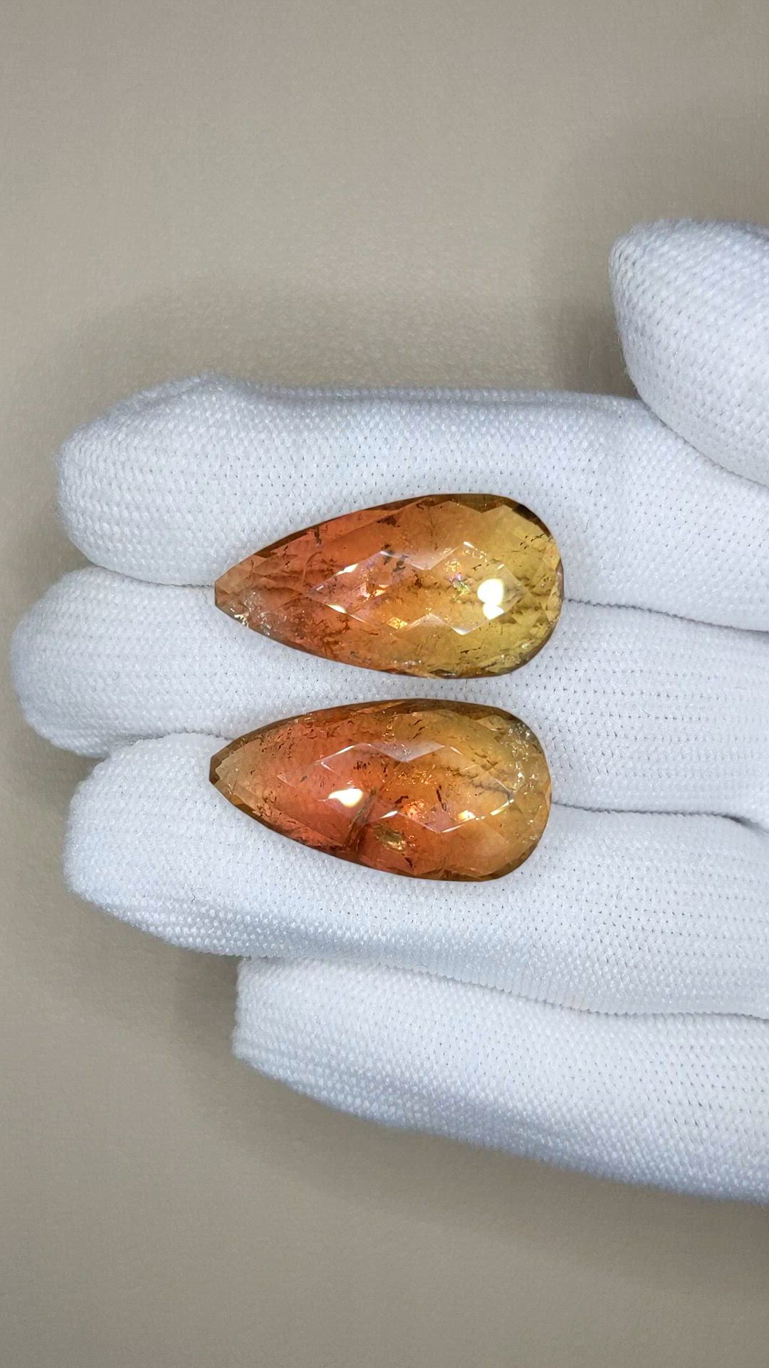 55.99 Ct.Tw.Total Carat Weight Yellowish Brown Tourmaline Pair from Brazil Size Video