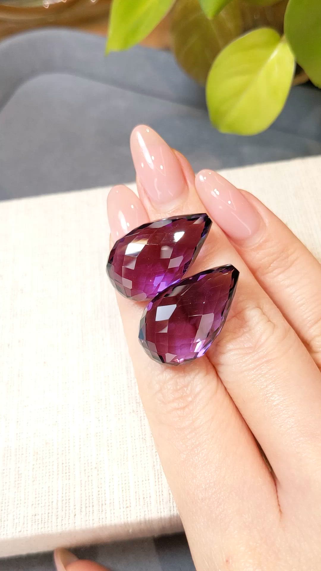 69.32 Ct.Tw.Total Carat Weight Purple Amethyst Pair from Brazil Size Video