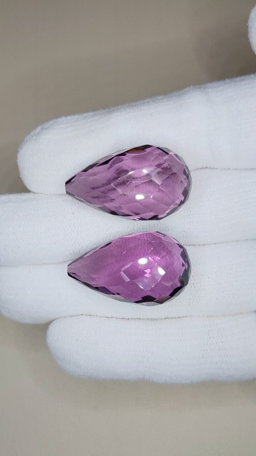69.32 Ct.Tw.Total Carat Weight Purple Amethyst Pair from Brazil Size Video