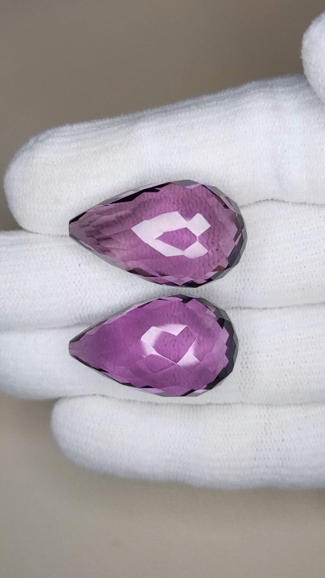 69.32 Ct.Tw.Total Carat Weight Purple Amethyst Pair from Brazil Size Video