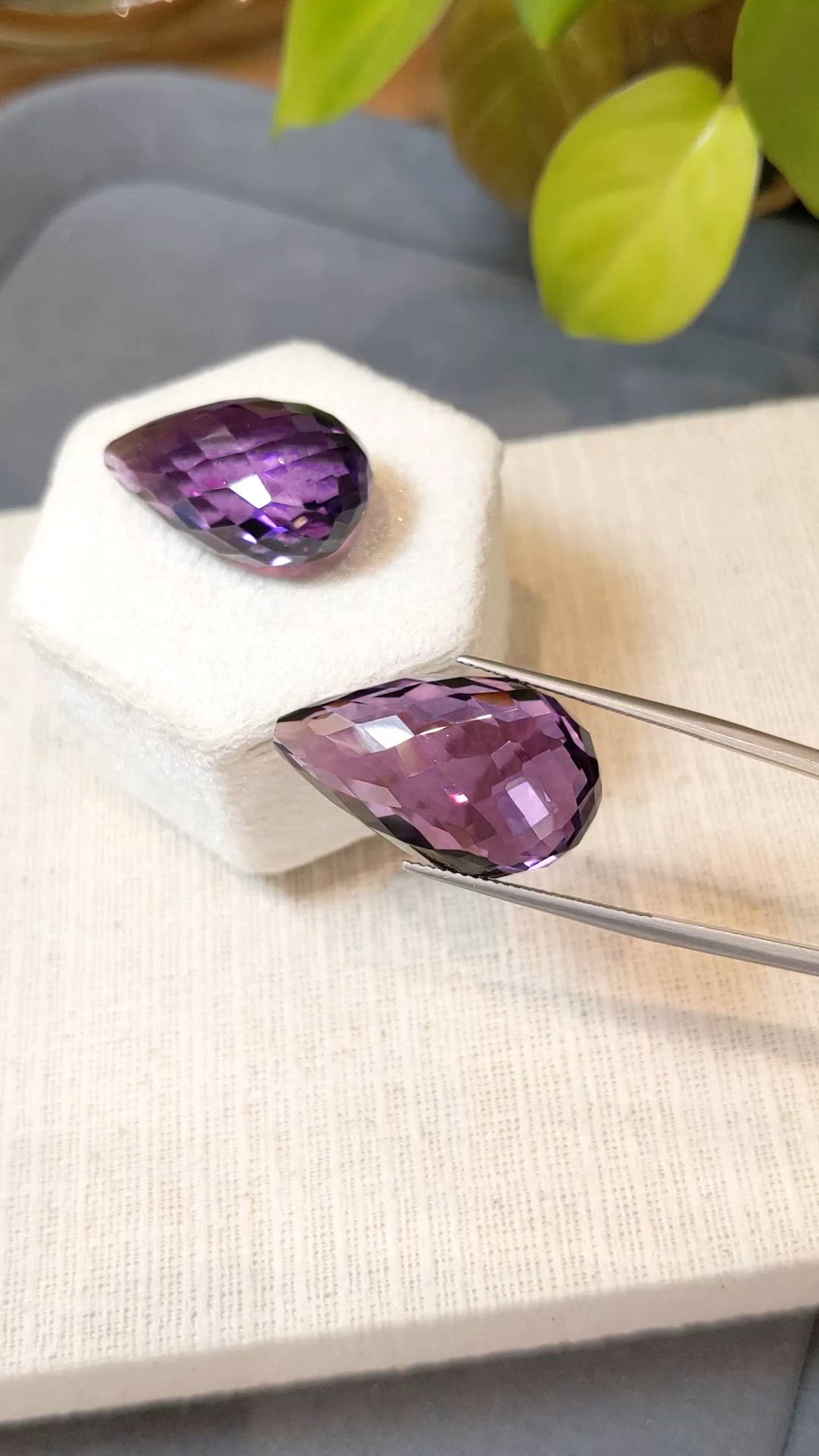 69.32 Ct.Tw.Total Carat Weight Purple Amethyst Pair from Brazil Size Video