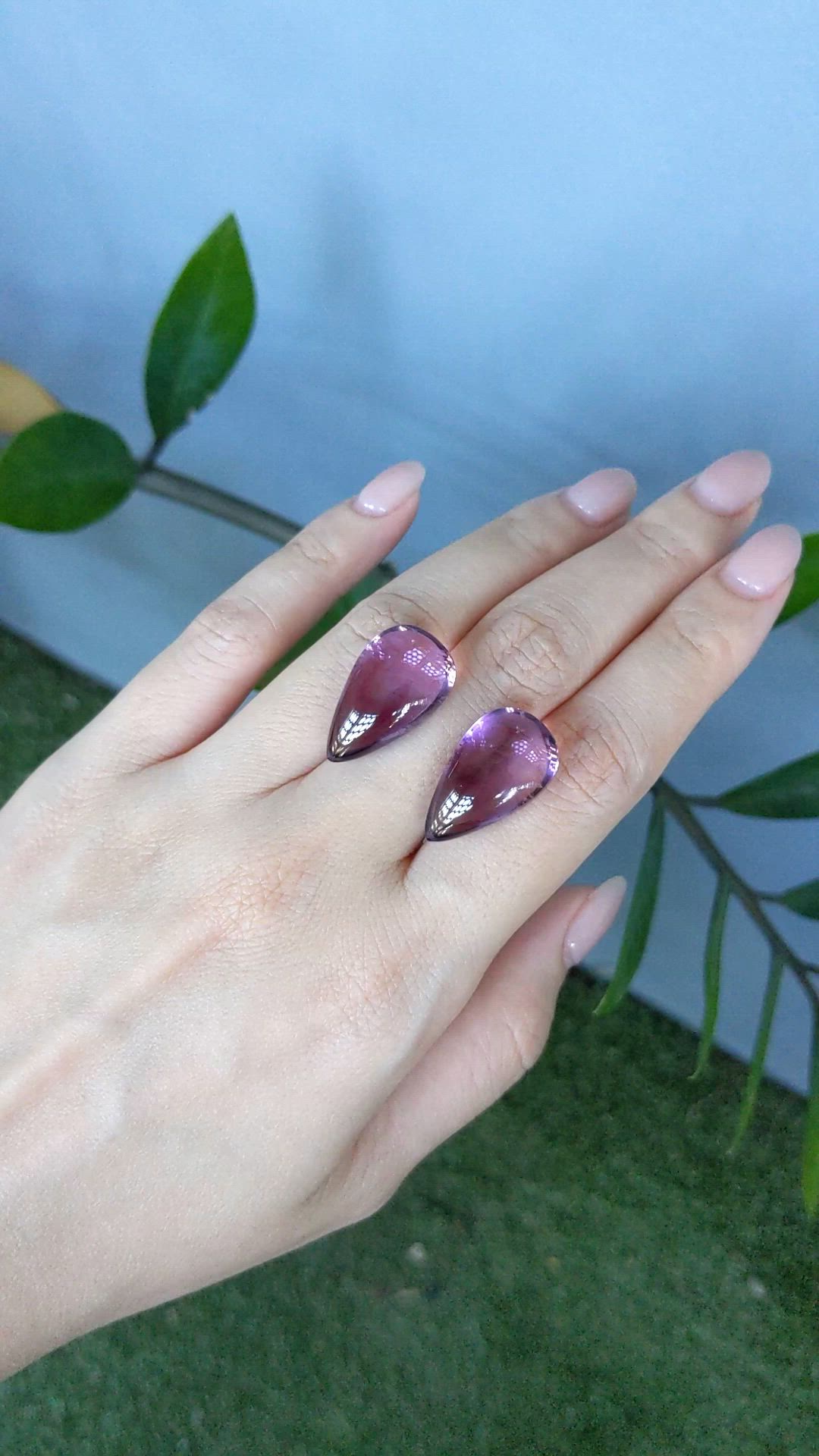 34.91 Ct.Tw.Total Carat Weight Purple Amethyst Pair from Brazil Size Video