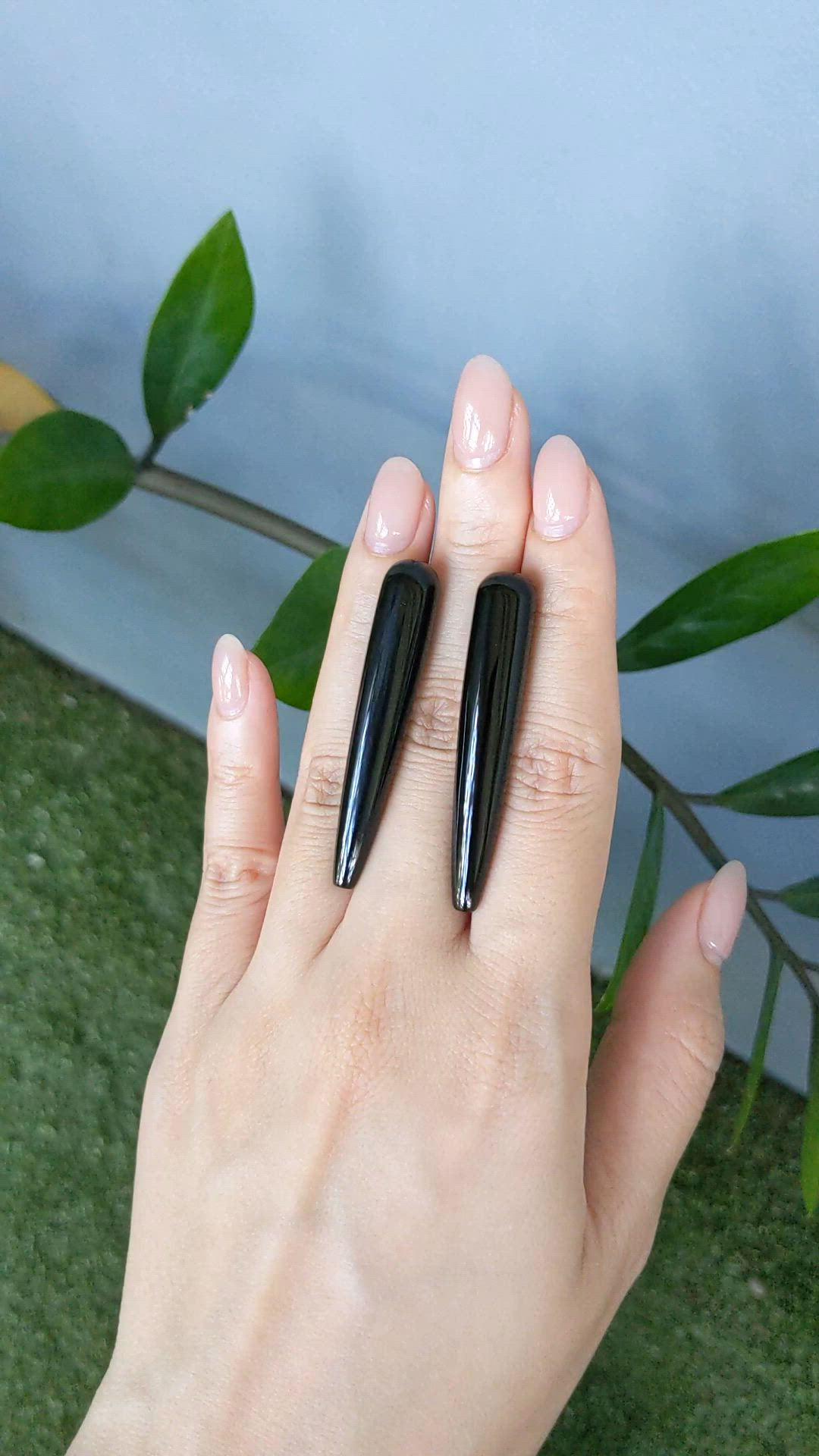 62.34 Ct.Tw.Total Carat Weight Black Onyx Pair from Brazil Size Video