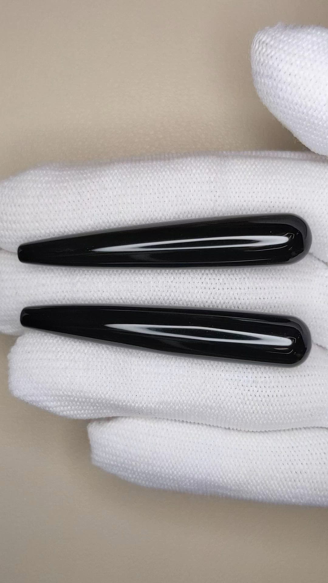 62.34 Ct.Tw.Total Carat Weight Black Onyx Pair from Brazil Size Video
