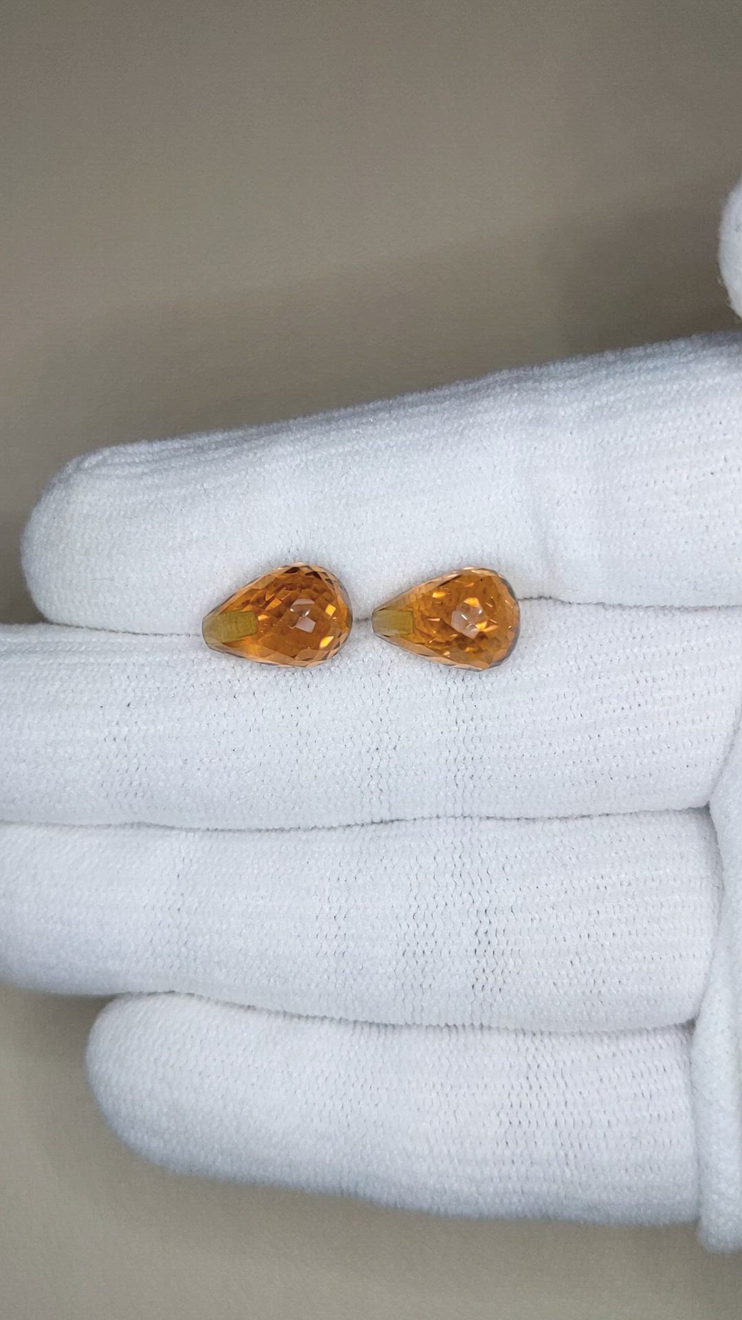 9.35&nbsp;Ct.Tw.Total Carat Weight Orangish Brown Citrine Pair from Brazil Size Video