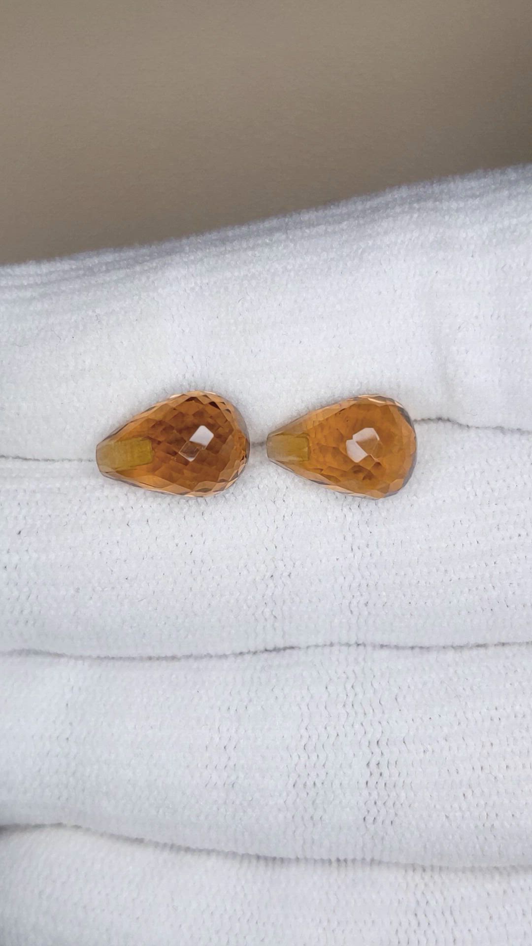 9.35&nbsp;Ct.Tw.Total Carat Weight Orangish Brown Citrine Pair from Brazil Size Video