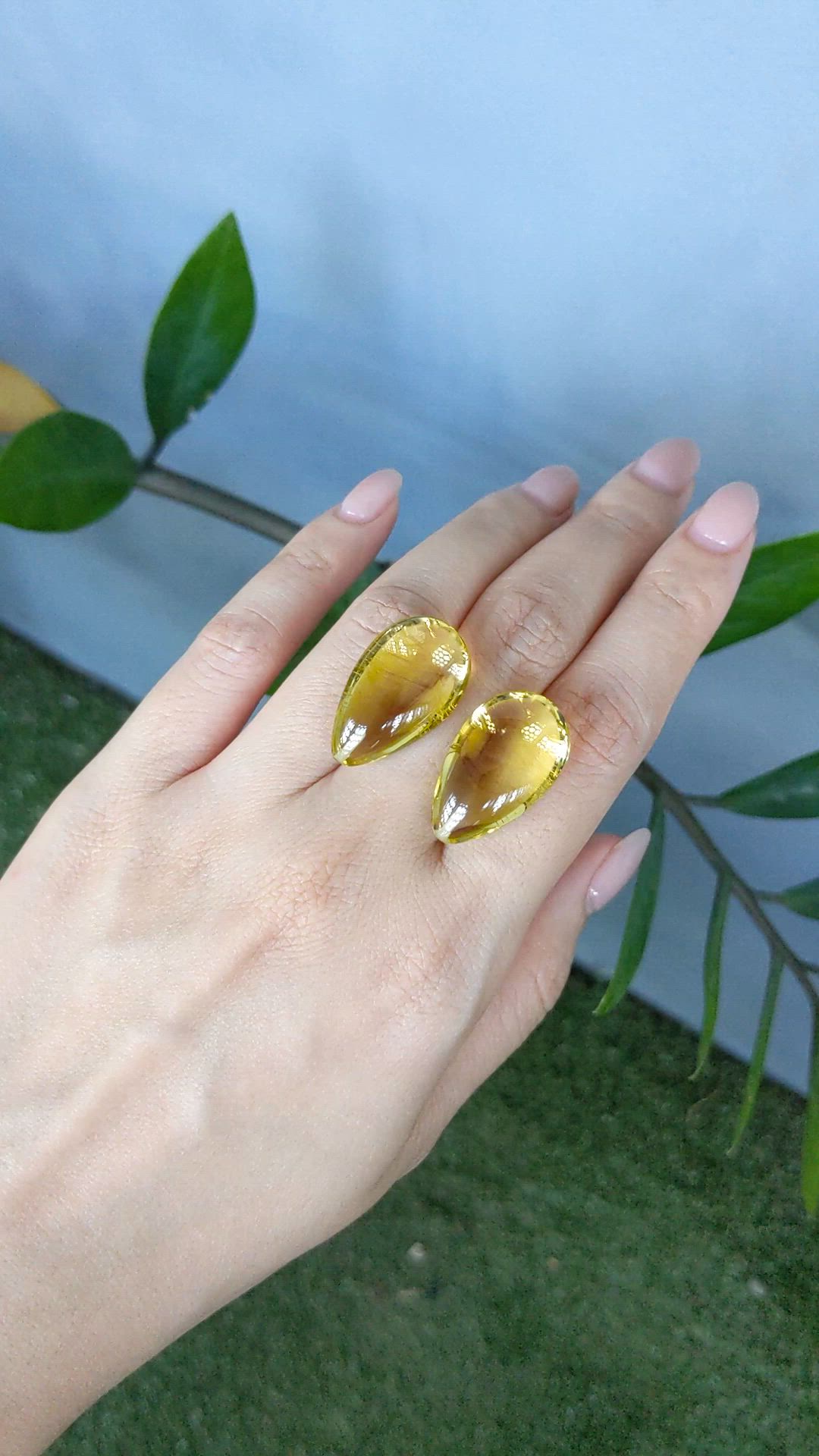 54.97 Ct.Tw.Total Carat Weight Yellow Quartz Pair from Brazil Size Video