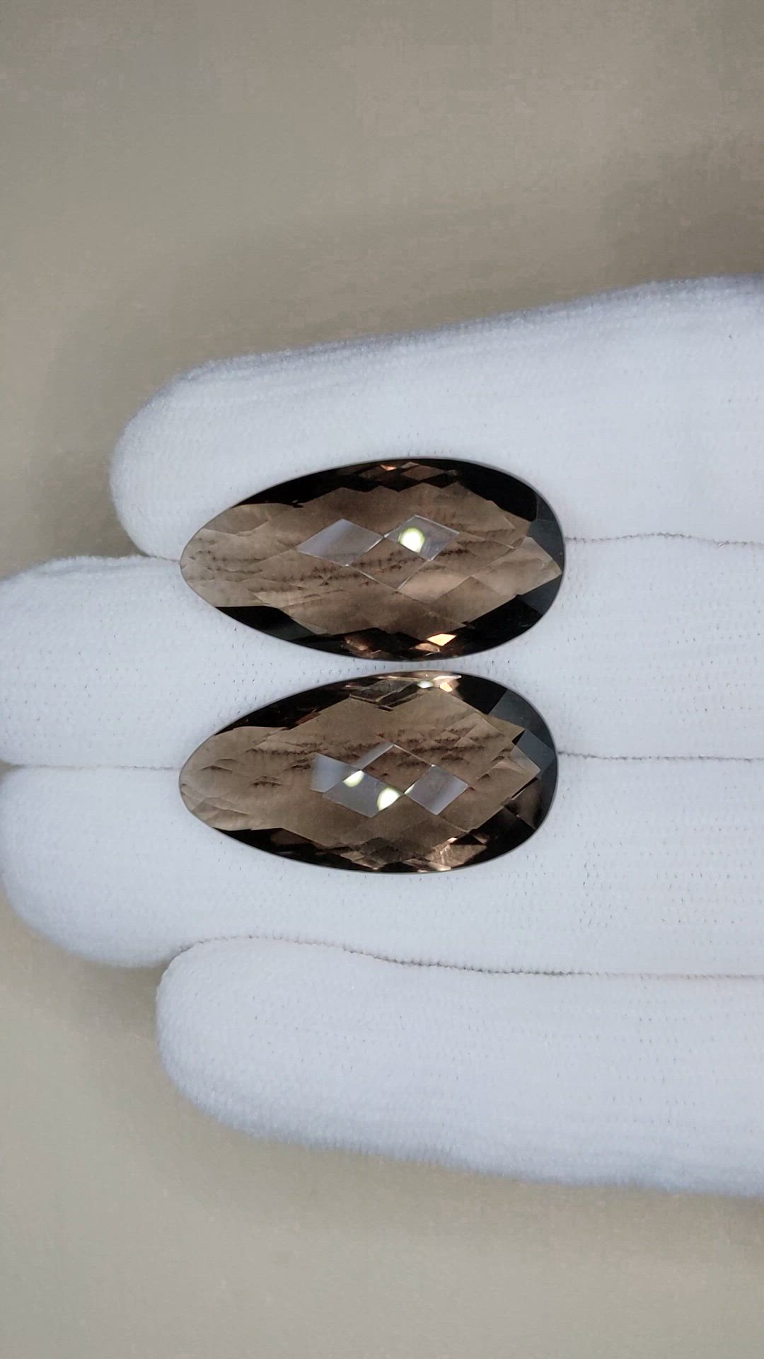42.11 Ct.Tw.Total Carat Weight Grey Smokey Quartz Pair from Brazil Size Video