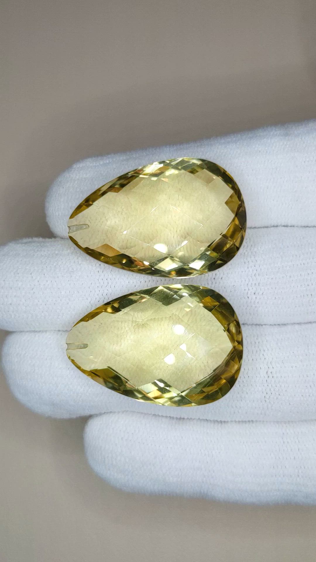 76.91 Ct.Tw.Total Carat Weight Yellow Quartz Pair from Brazil Size Video