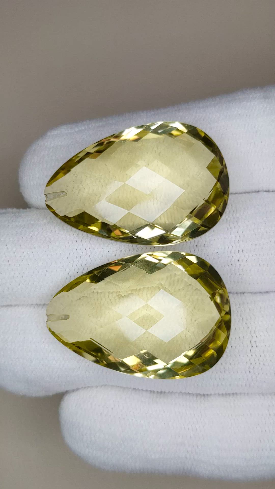 76.91 Ct.Tw.Total Carat Weight Yellow Quartz Pair from Brazil Size Video
