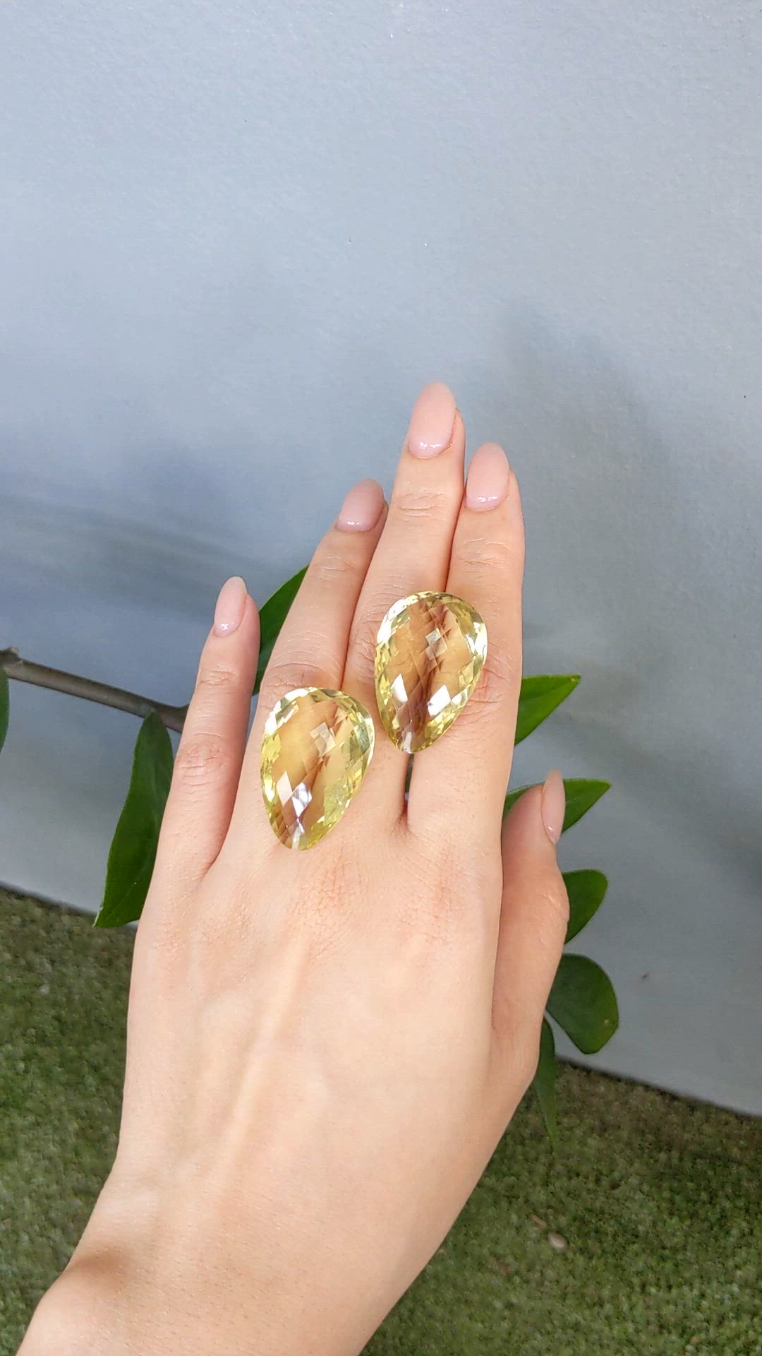 76.91 Ct.Tw.Total Carat Weight Yellow Quartz Pair from Brazil Size Video
