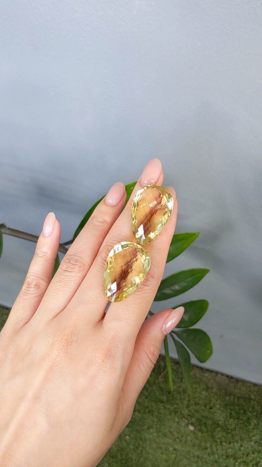 76.91 Ct.Tw.Total Carat Weight Yellow Quartz Pair from Brazil Size Video