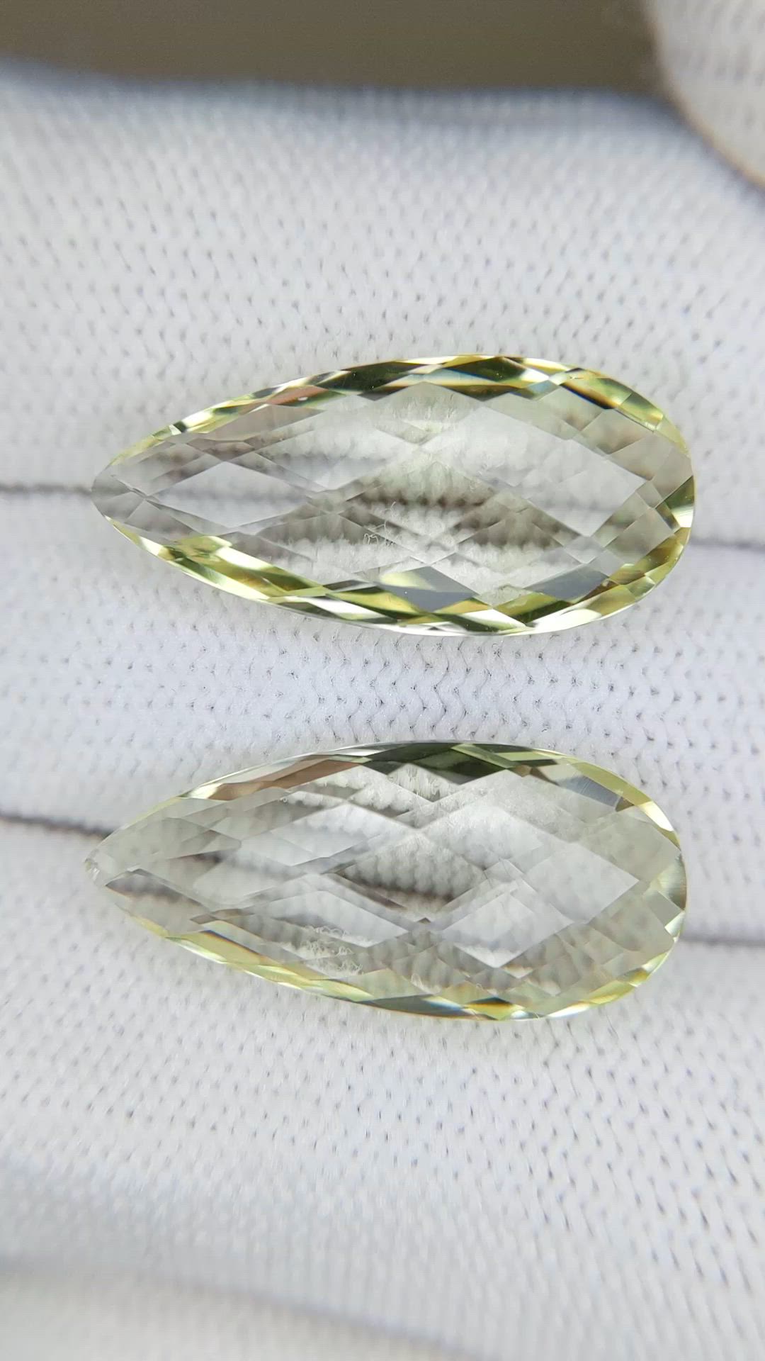 15.26 Ct.Tw.Total Carat Weight Yellow Quartz Pair from Brazil Size Video
