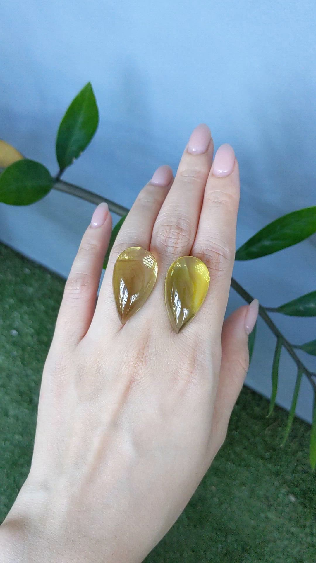 65.30 Ct.Tw.Total Carat Weight Yellow Quartz Pair from Brazil Size Video