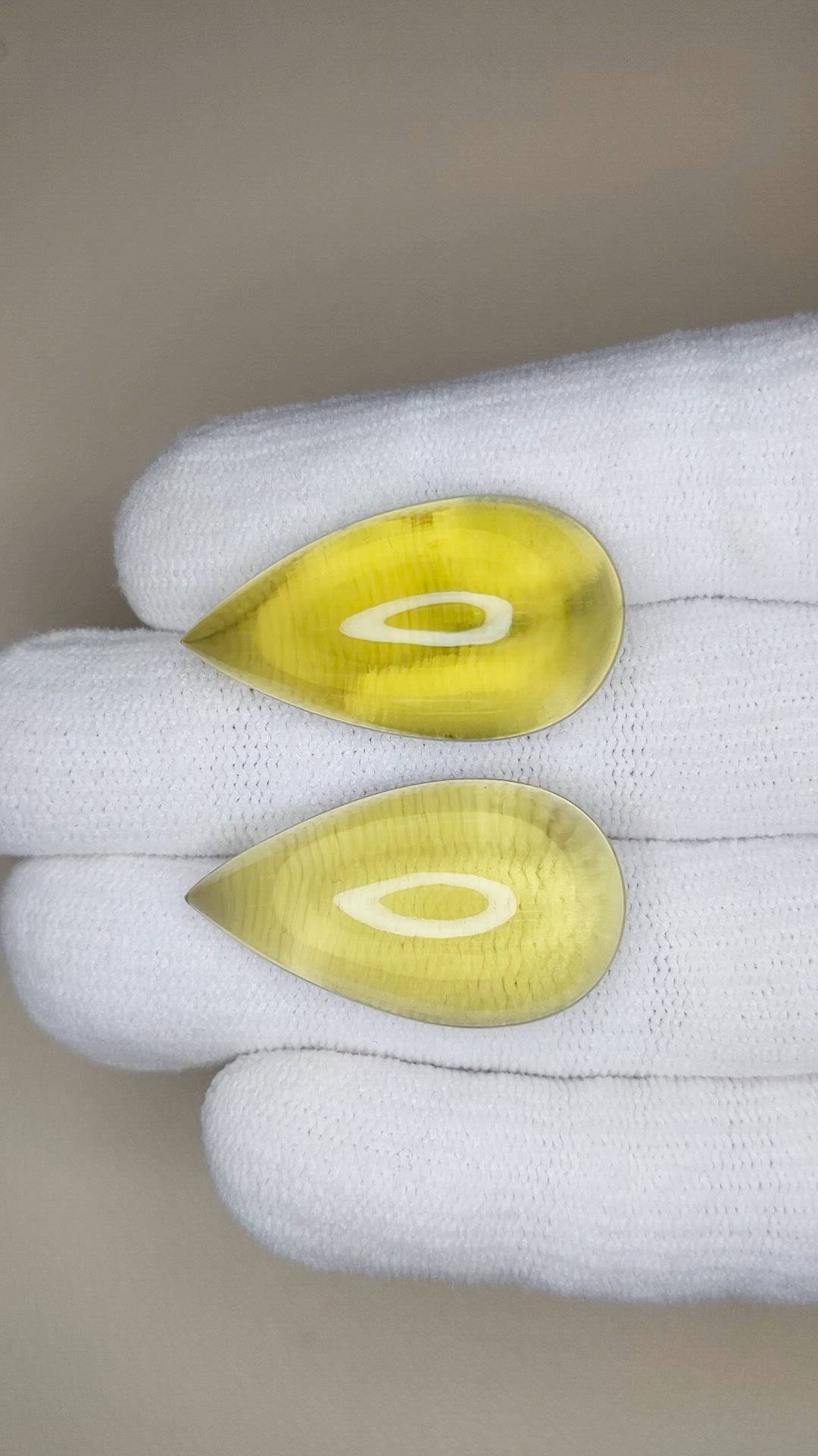 65.30 Ct.Tw.Total Carat Weight Yellow Quartz Pair from Brazil Size Video