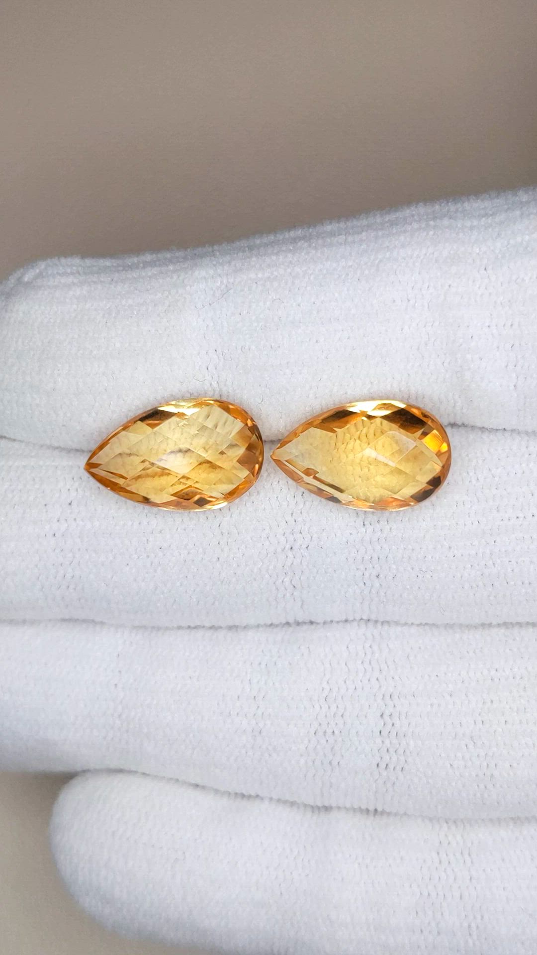 12.05 Ct.Tw.Total Carat Weight Yellow Citrine Pair from Brazil Size Video